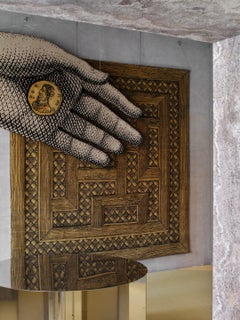 cc-tapis -Fornasetti Collection- MUSCIARABIA Tappeto quadrato fatto a mano in finitura oro