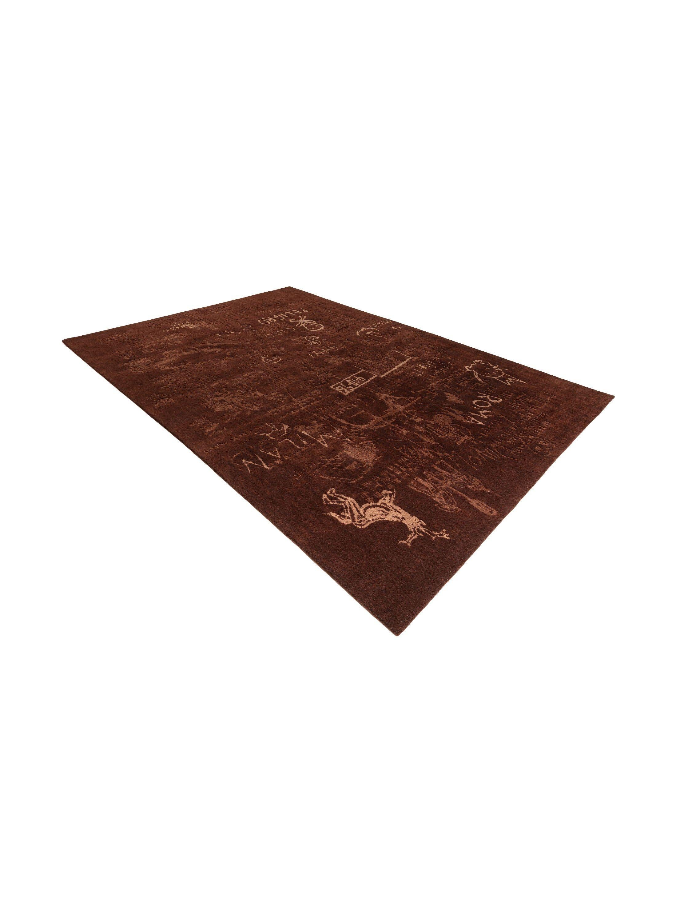 Hand-Knotted cc-tapis HYPERCODE Rectangular handmade rug in Burnt Umber by Roberto Sironi For Sale