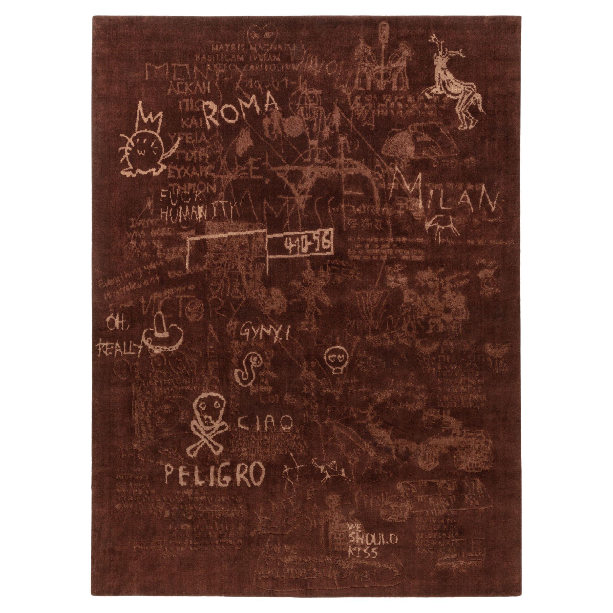 cc-tapis HYPERCODE Rectangular handmade rug in Burnt Umber by Roberto Sironi