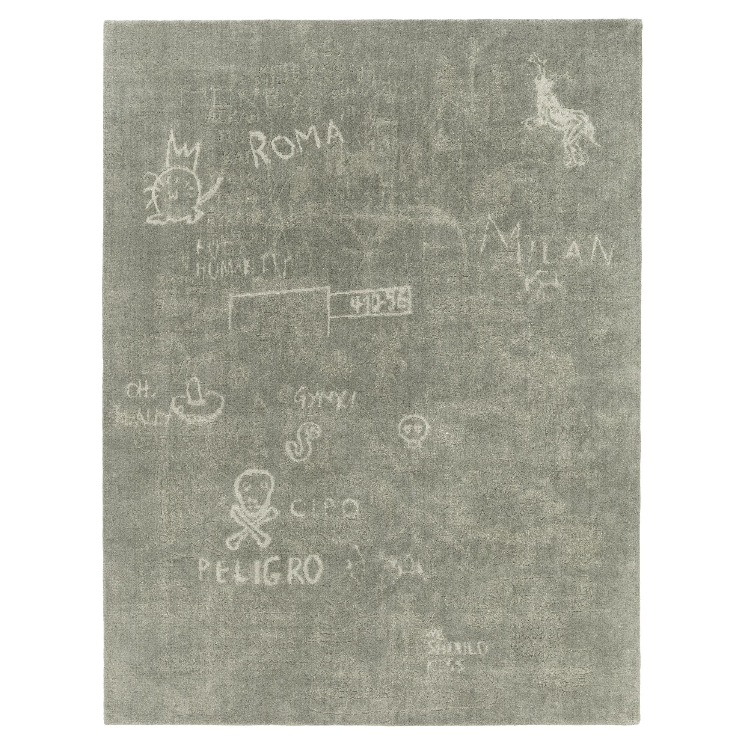 cc-tapis HYPERCODE Rectangular handmade rug in Lichen by Roberto Sironi For Sale