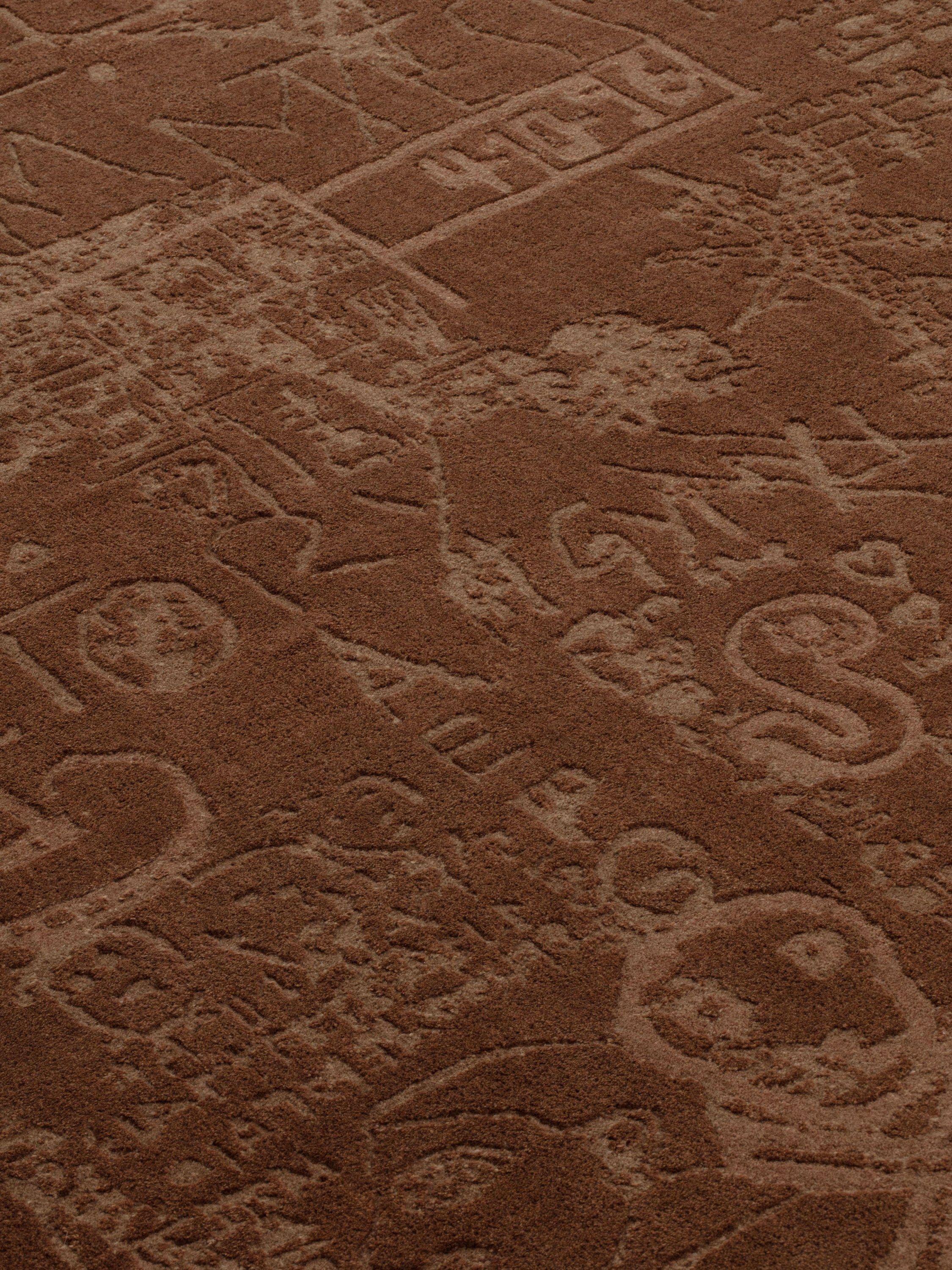 Nepalese cc-tapis HYPERCODE Rectangular handmade rug in Raw earth by Roberto Sironi For Sale
