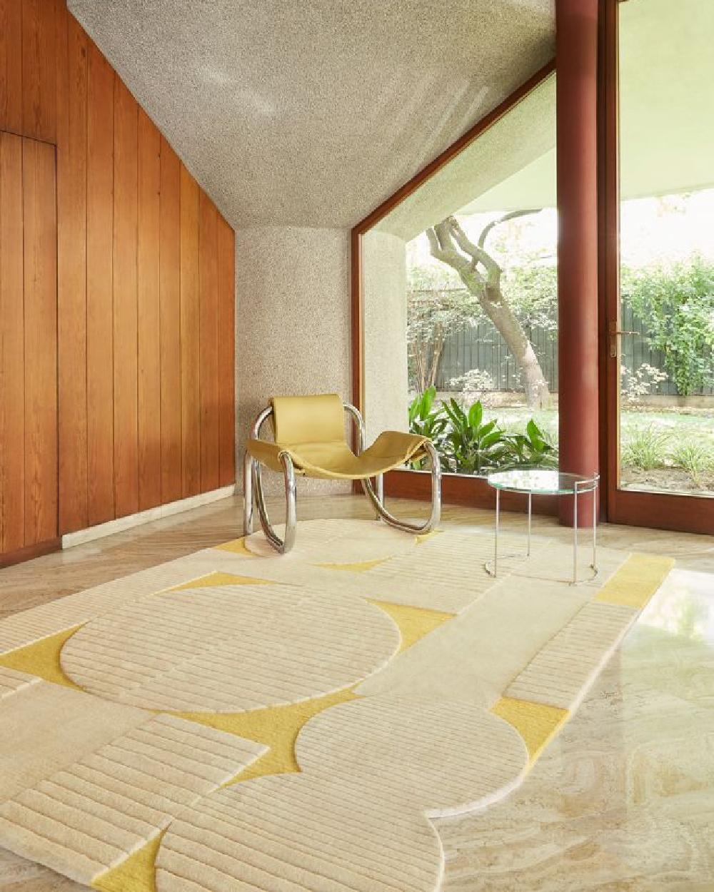 Hand-Knotted cc-tapis Le Tapis Nomade Yellow Rug by Atelier De Troupe For Sale