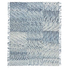 cc-tapis Tapis bleu Lines en laine de l'Himalaya fait main par Philippe Malouin - EN STOCK