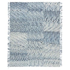 cc-tapis Lines Blue Handmade Rug in Himalayan Wool by Philippe Malouin