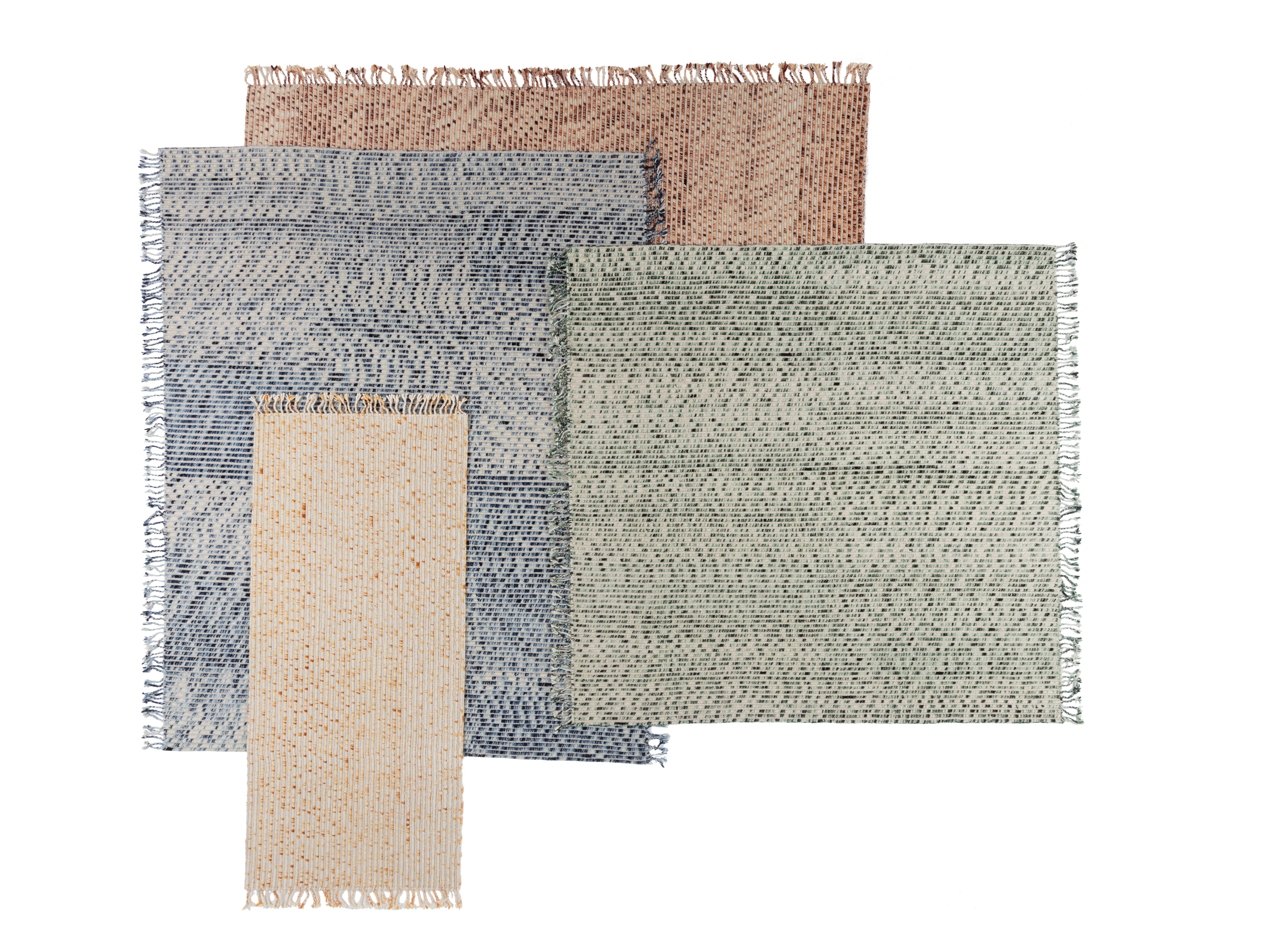 Modern cc-tapis Lines Blue Handmade Rug in Himalayan Wool by Philippe Malouin -IN STOCK For Sale