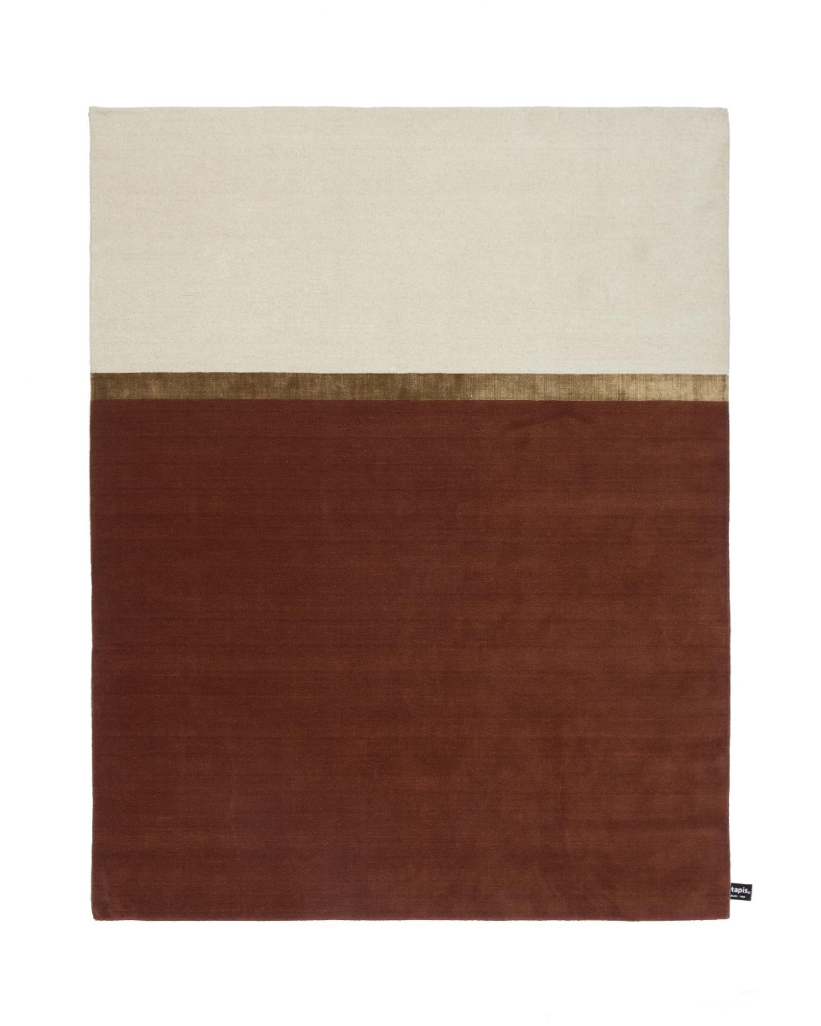 Handwoven in the cc-tapis atelier in Kathmandu, Nepal. The rug is made with a cotton weave, Himalayan wool and bamboo silk pile coming from the areas surrounding the atelier. The sale of every rug supports cc-for education. Size: 7.5' x 9.8' ft.