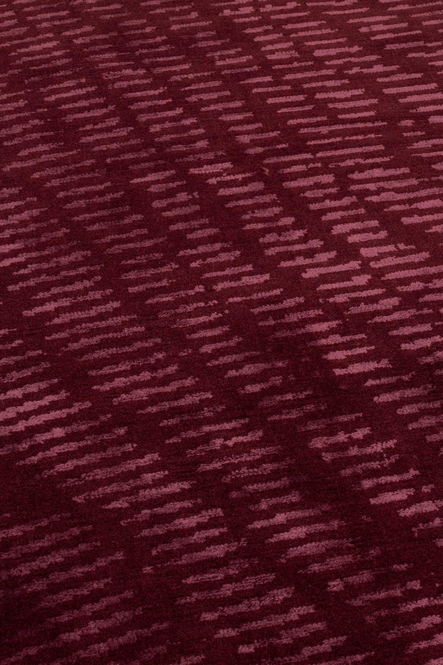 Modern cc-tapis Moire' Collection Quadratic Burgundy by Objects of Common Interest For Sale