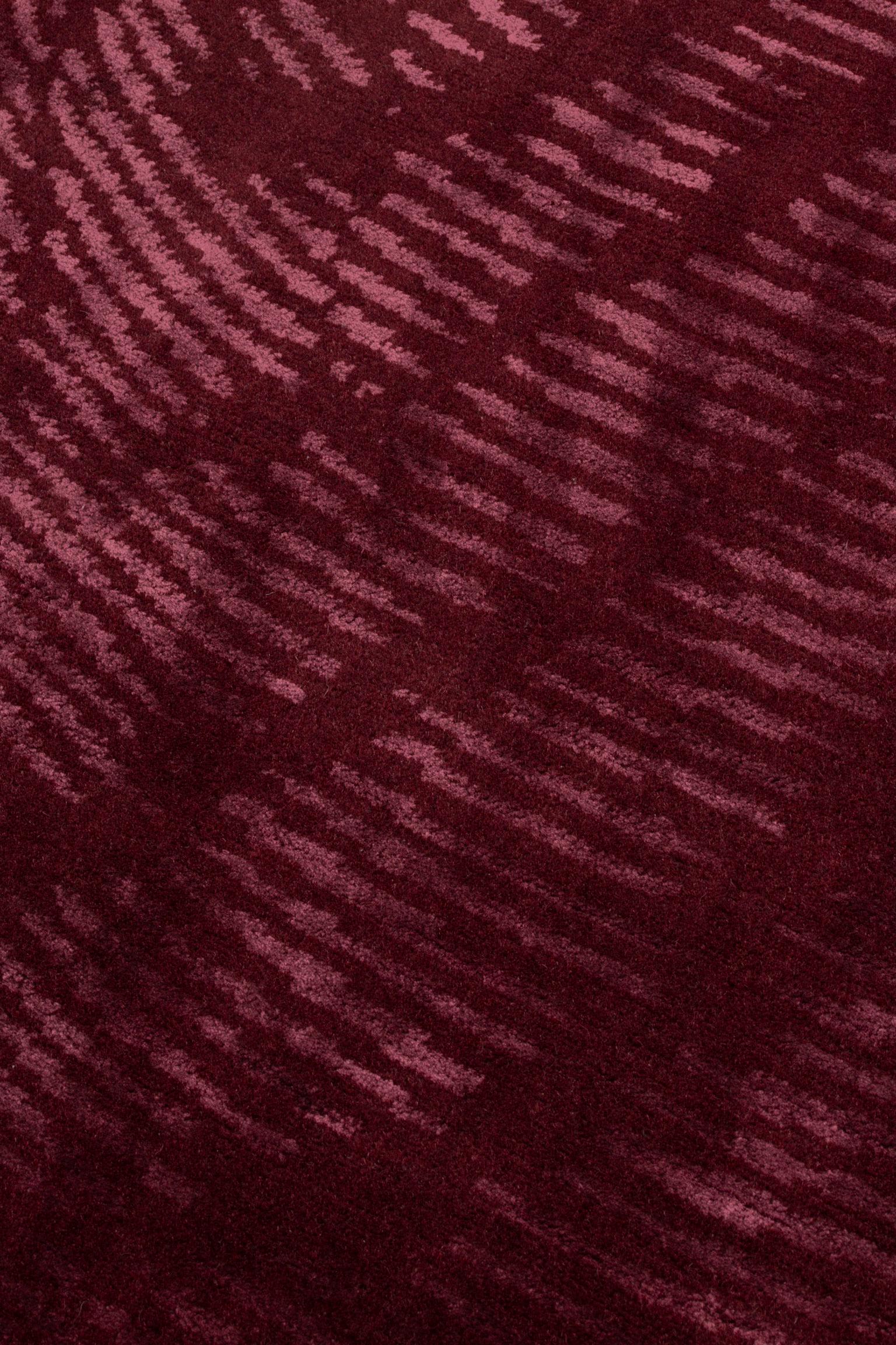Hand-Knotted cc-tapis Moire' Collection Quadratic Burgundy by Objects of Common Interest For Sale
