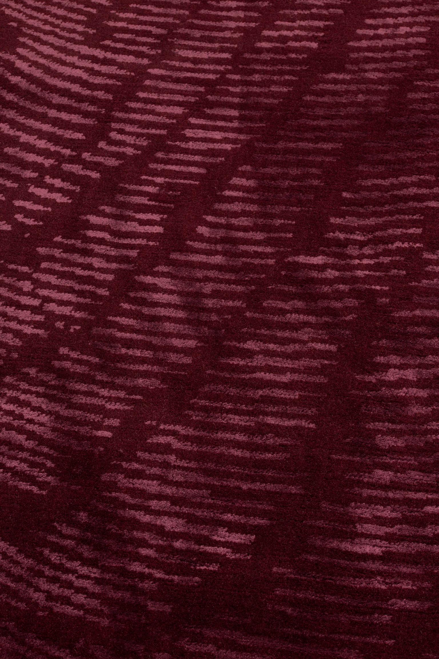 cc-tapis Moire' Collection Quadratic Burgundy by Objects of Common Interest In New Condition For Sale In Brooklyn, NY