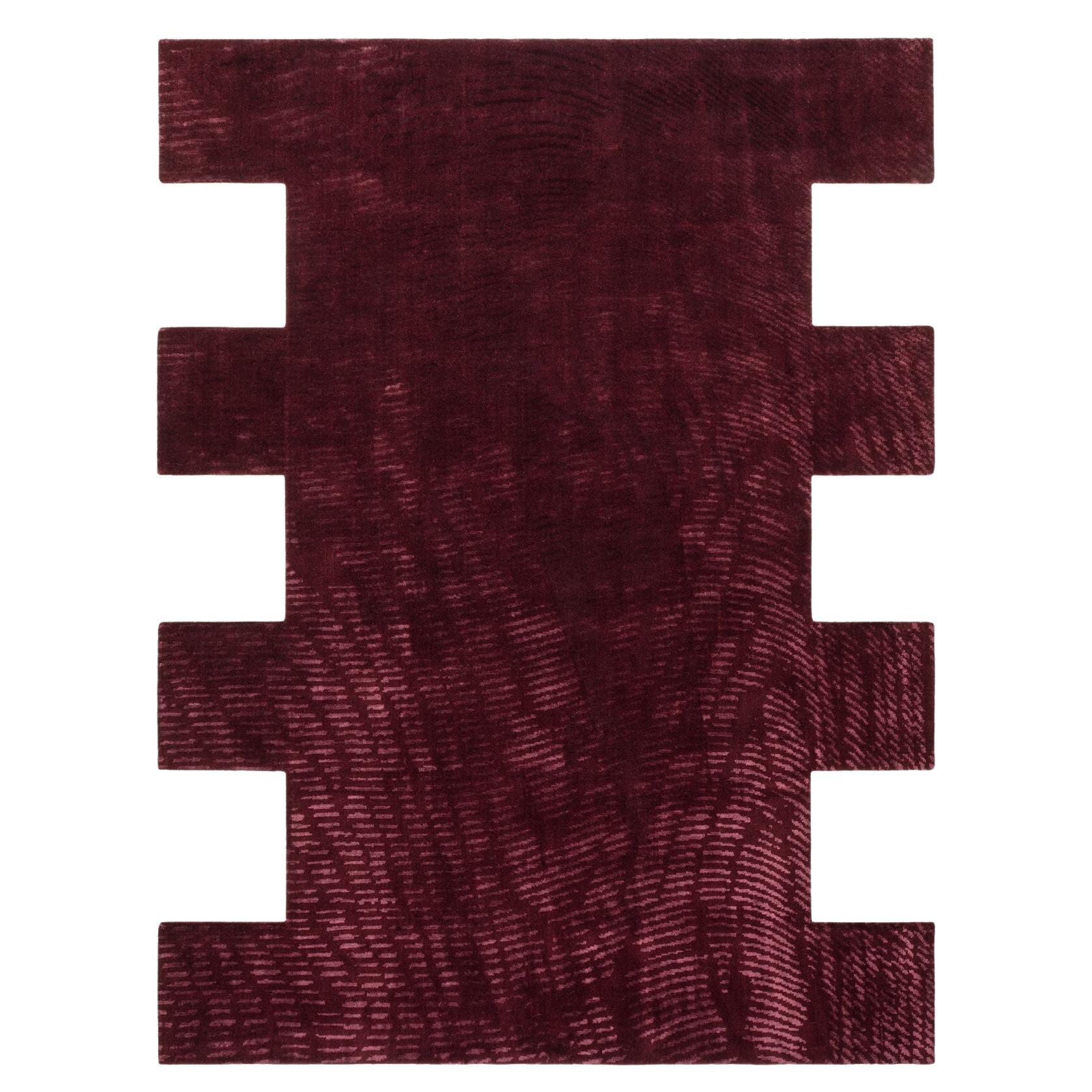 cc-tapis Moire' Collection Quadratic Burgundy by Objects of Common Interest For Sale
