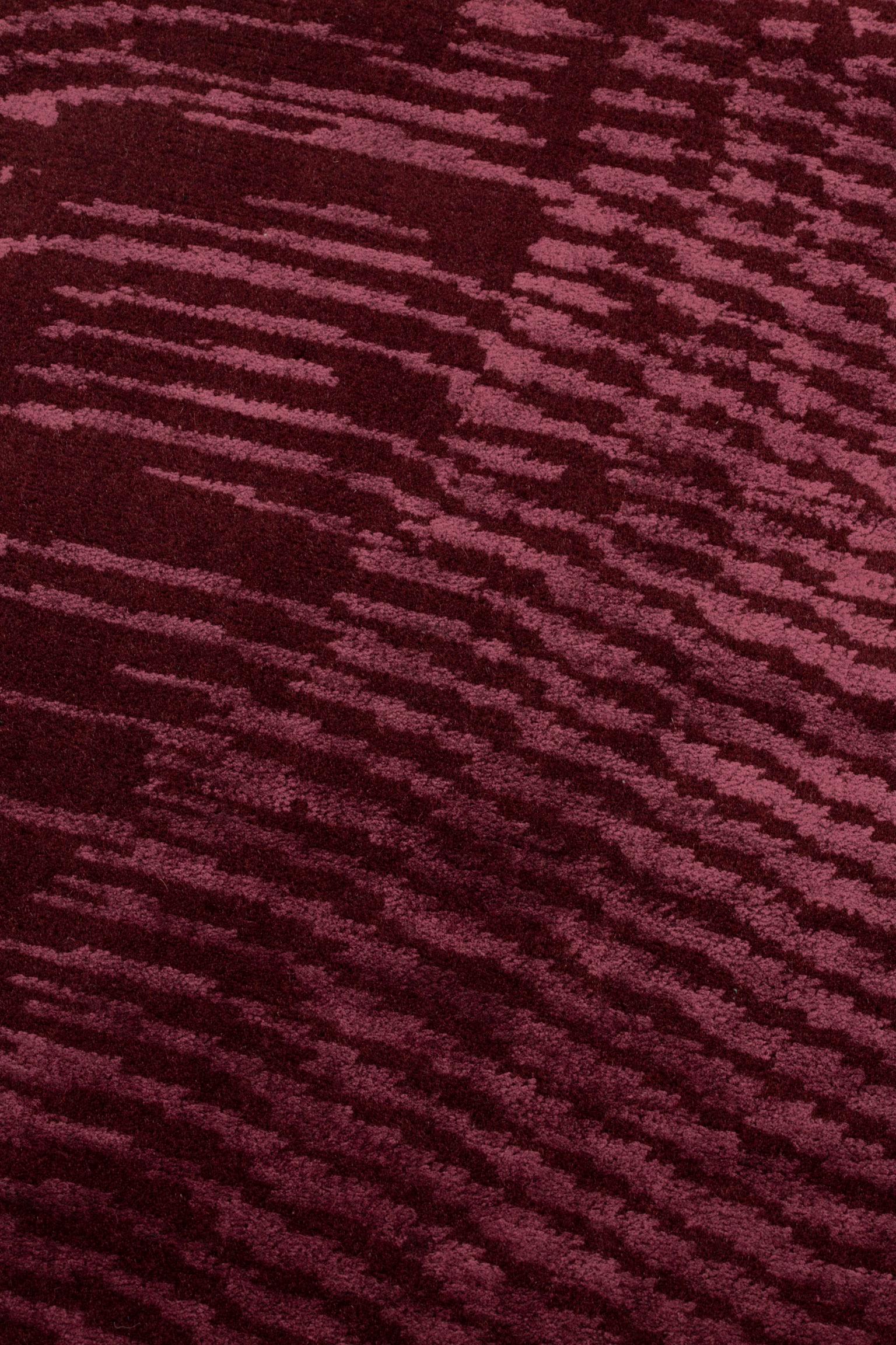 Modern cc-tapis Moire' Collection Splash Burgundy Rug by by Objects of Common Interest For Sale