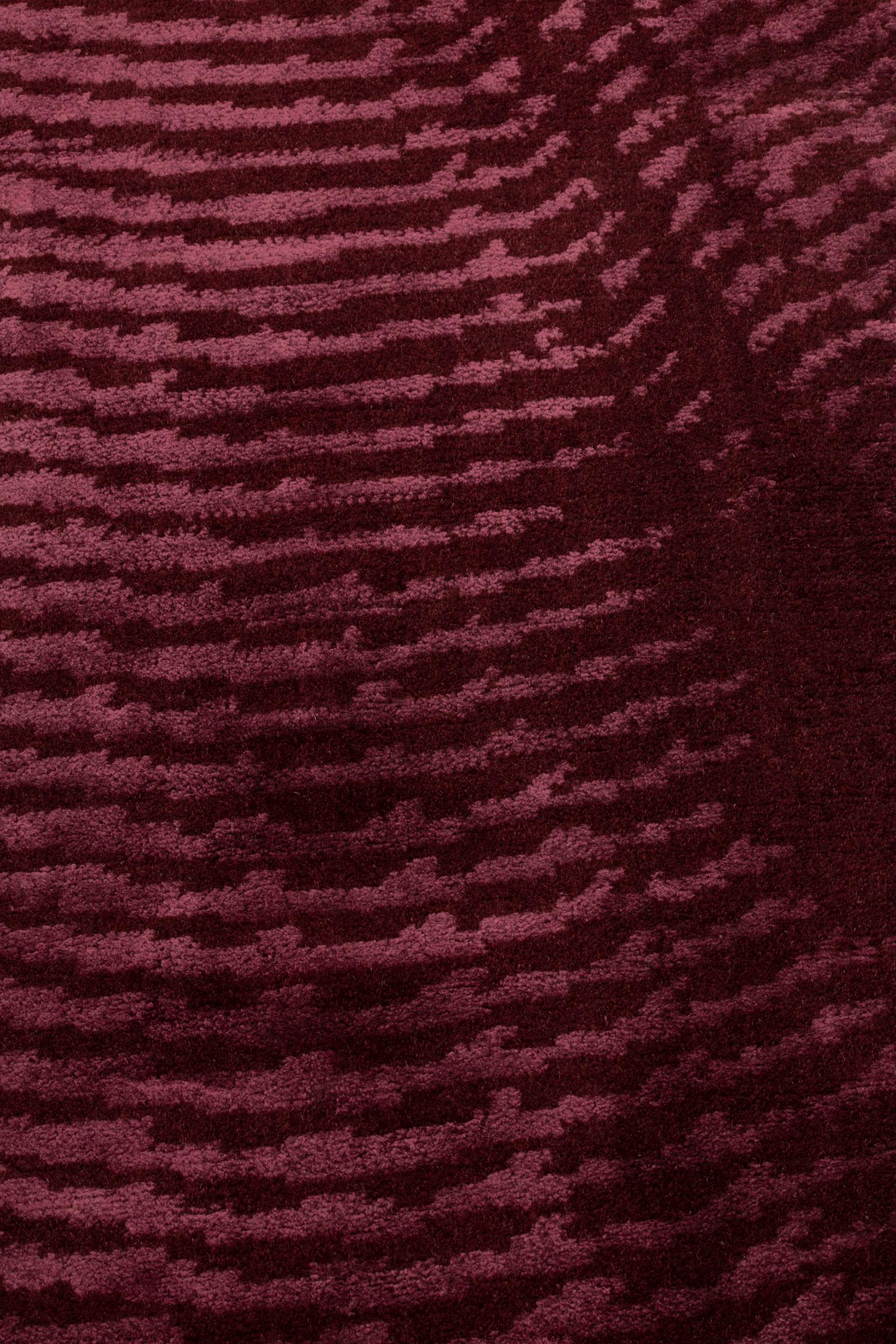 cc-tapis Moire' Collection Splash Burgundy Rug by by Objects of Common Interest In New Condition For Sale In Brooklyn, NY