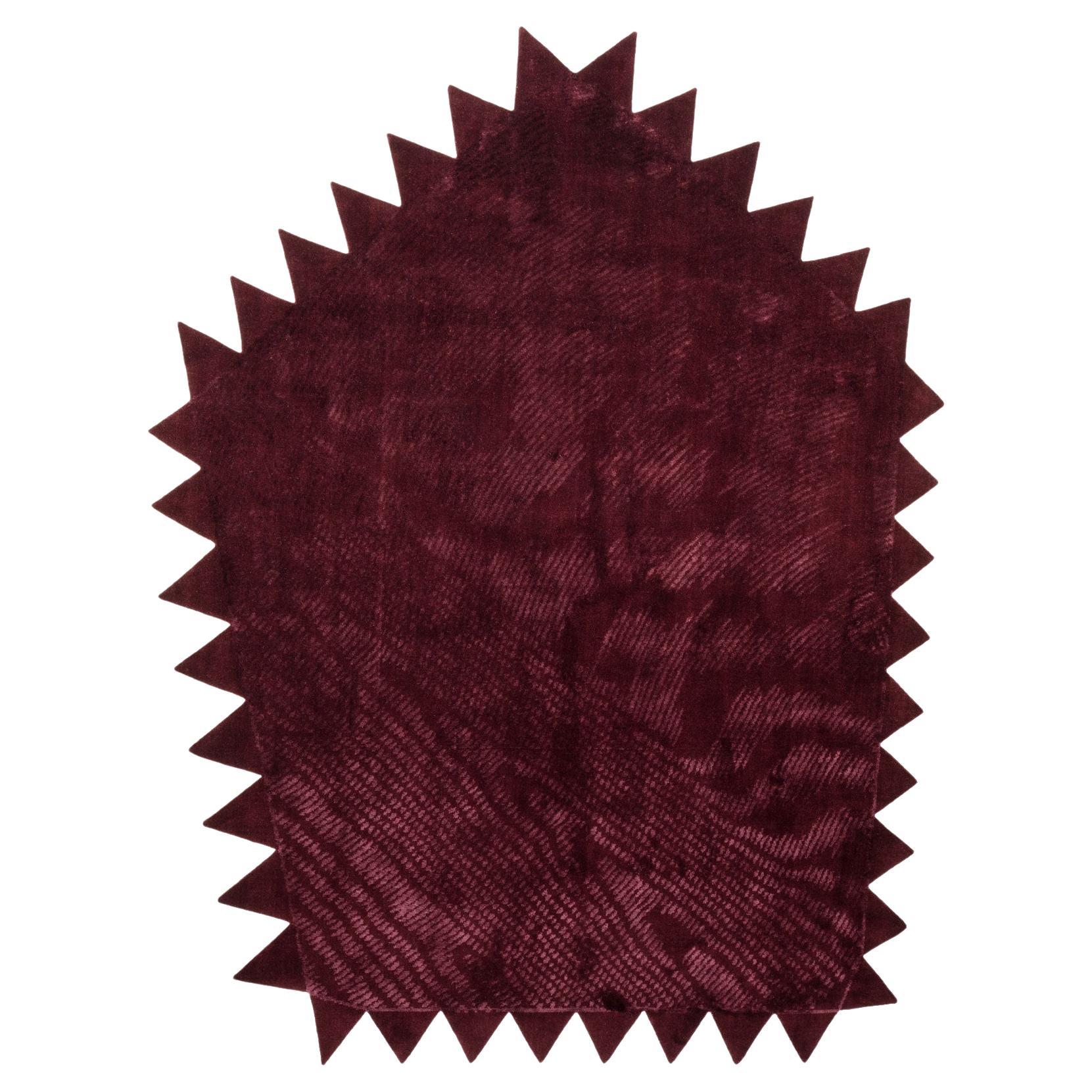cc-tapis Moire' Collection Zig Zag Burgundy Rug by by Objects of Common Interest For Sale