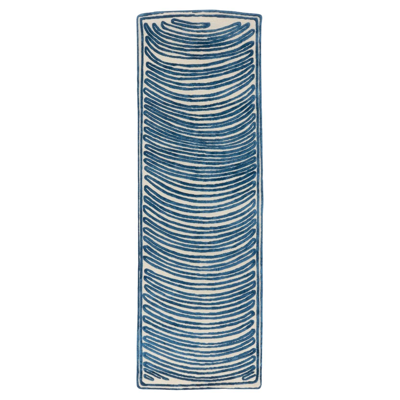 cc-tapis Tappeto NAÏF CRESCENT fatto a mano in blu da David/nicolas