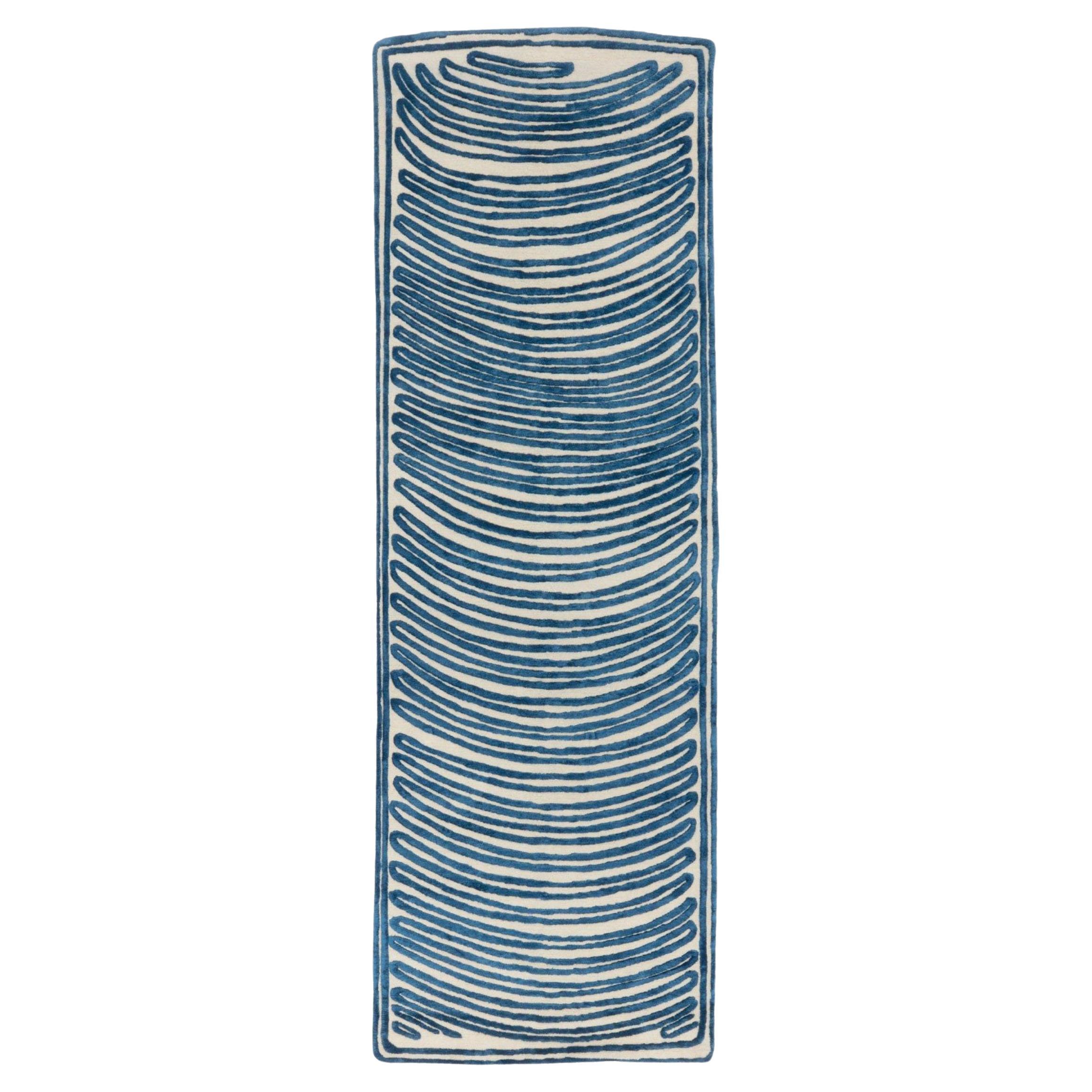 cc-tapis NAÏF CRESCENT handmade rug in Blue by David/Nicolas