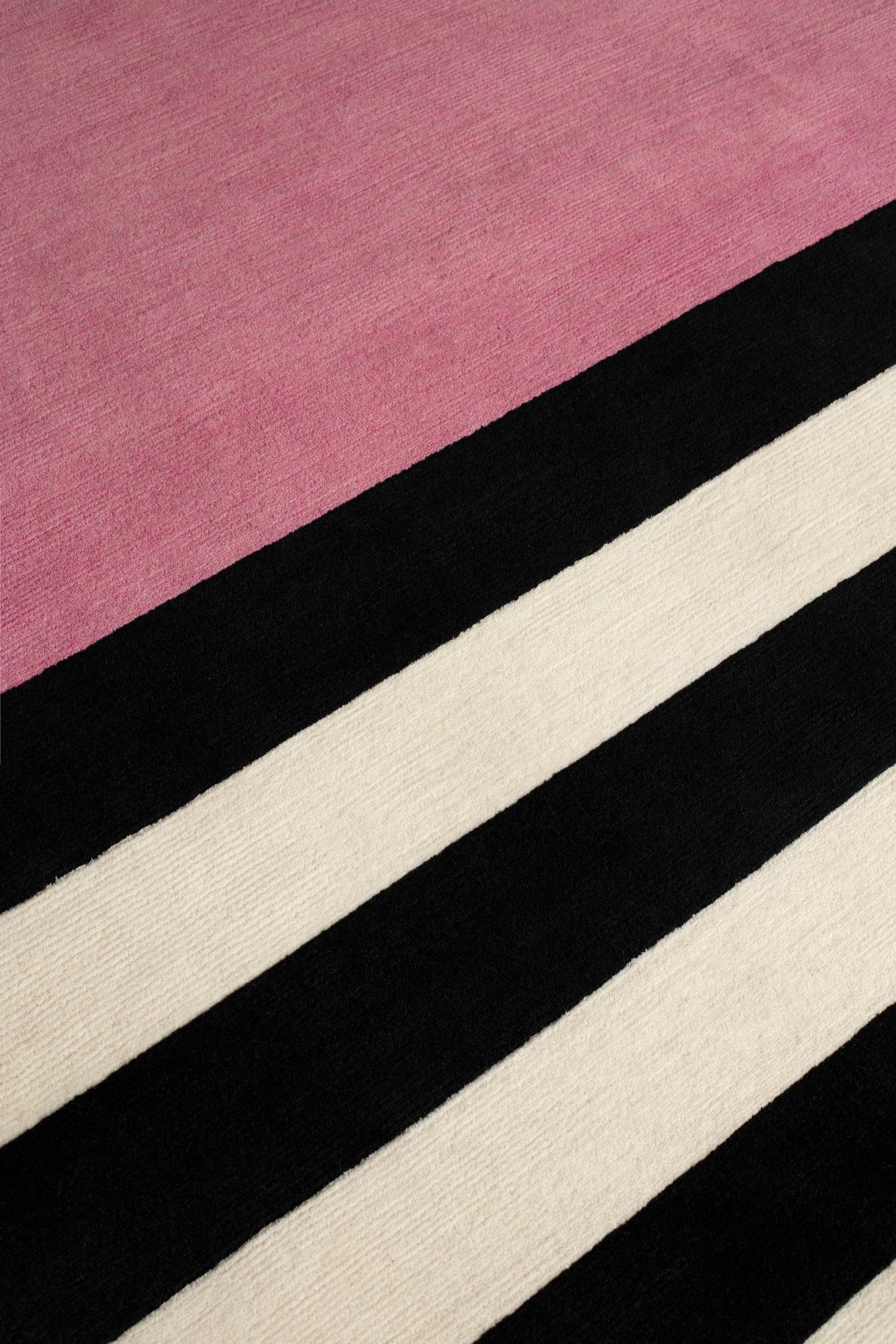 Hand-Knotted cc-tapis Noir Blanc Les Arcs Collection by Charlotte Perriand - IN STOCK For Sale