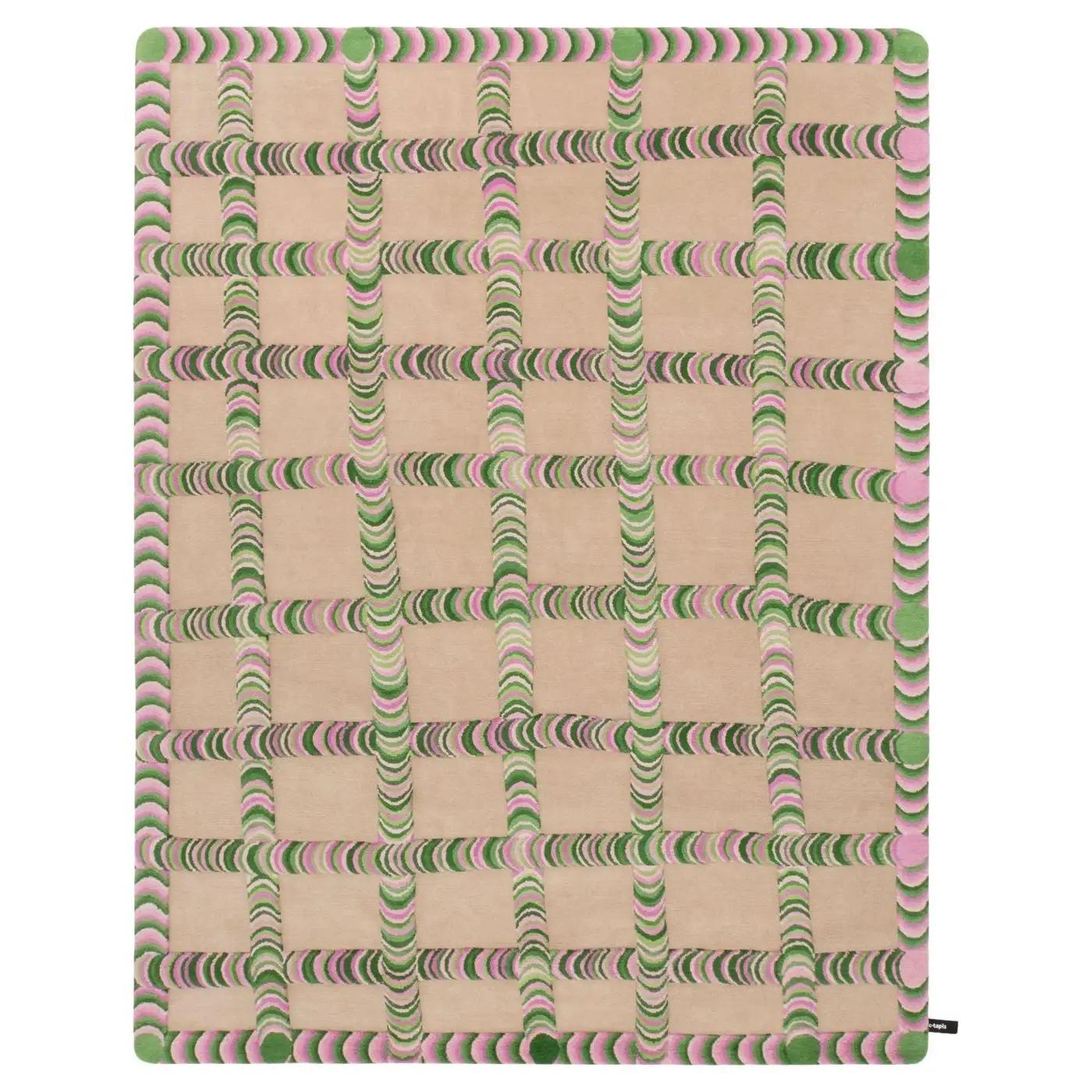 Nepalese cc-tapis Pipeline Green Rug Designed by Patricia Urquiola in STOCK For Sale