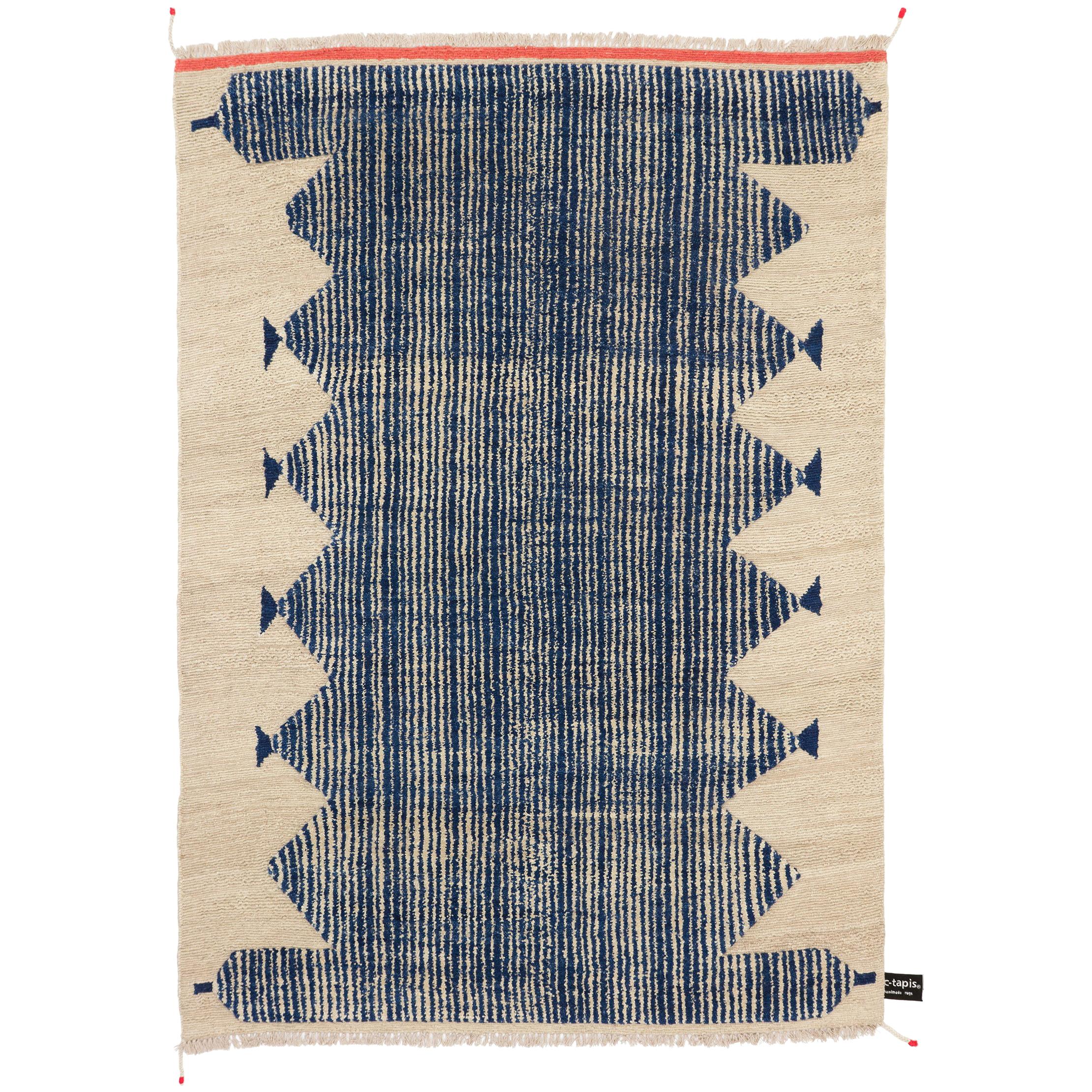 For Sale: Blue (Navy) cc-tapis Primitive Weave 4 Navy Rug by Chiara Andreatti