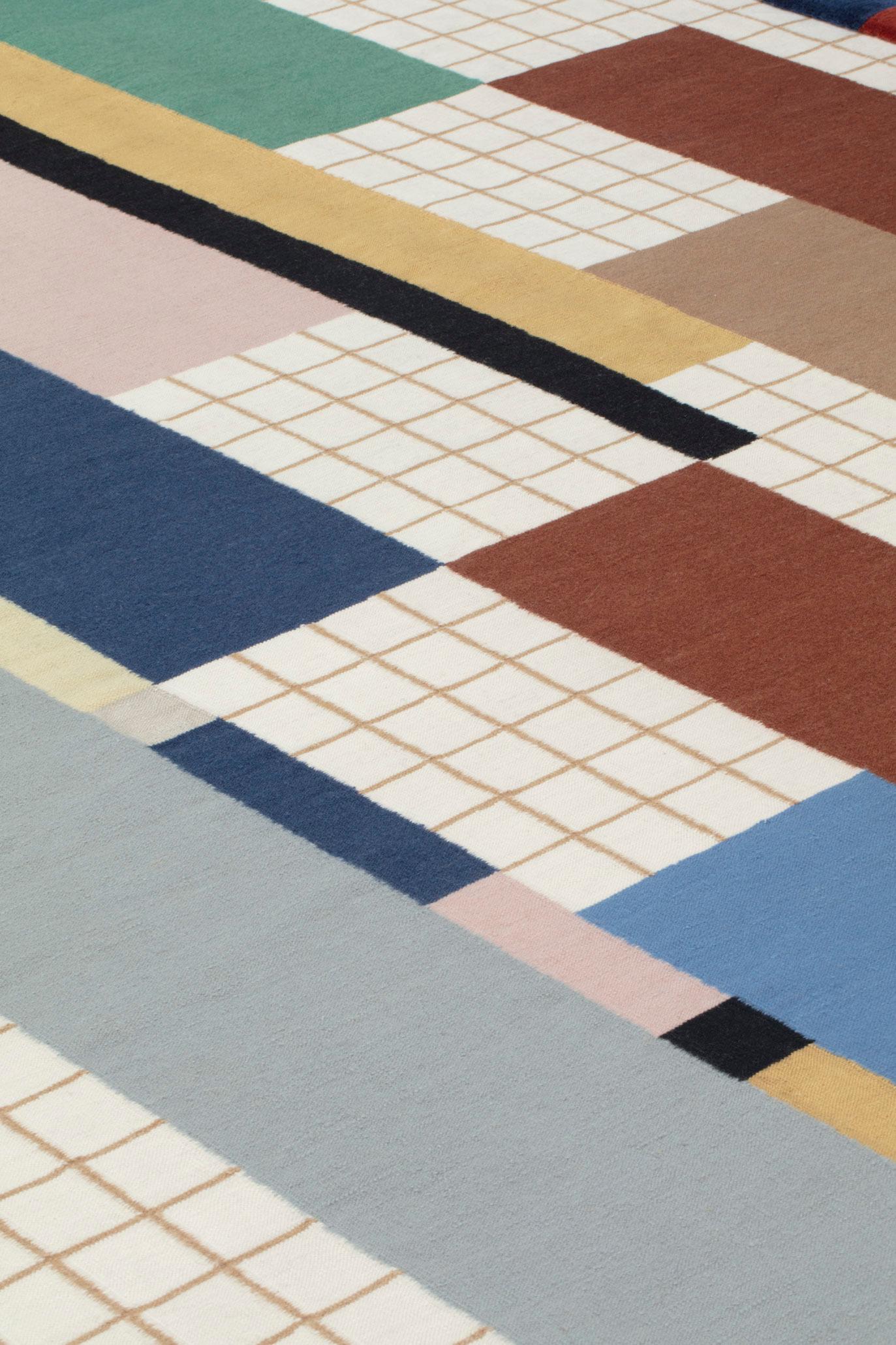 Tessuto a mano cc-tapis RAAG COLLECTION - RAAG RECTANGULAR GRID 1 tappeto fatto a mano di  Doshi Levien in vendita