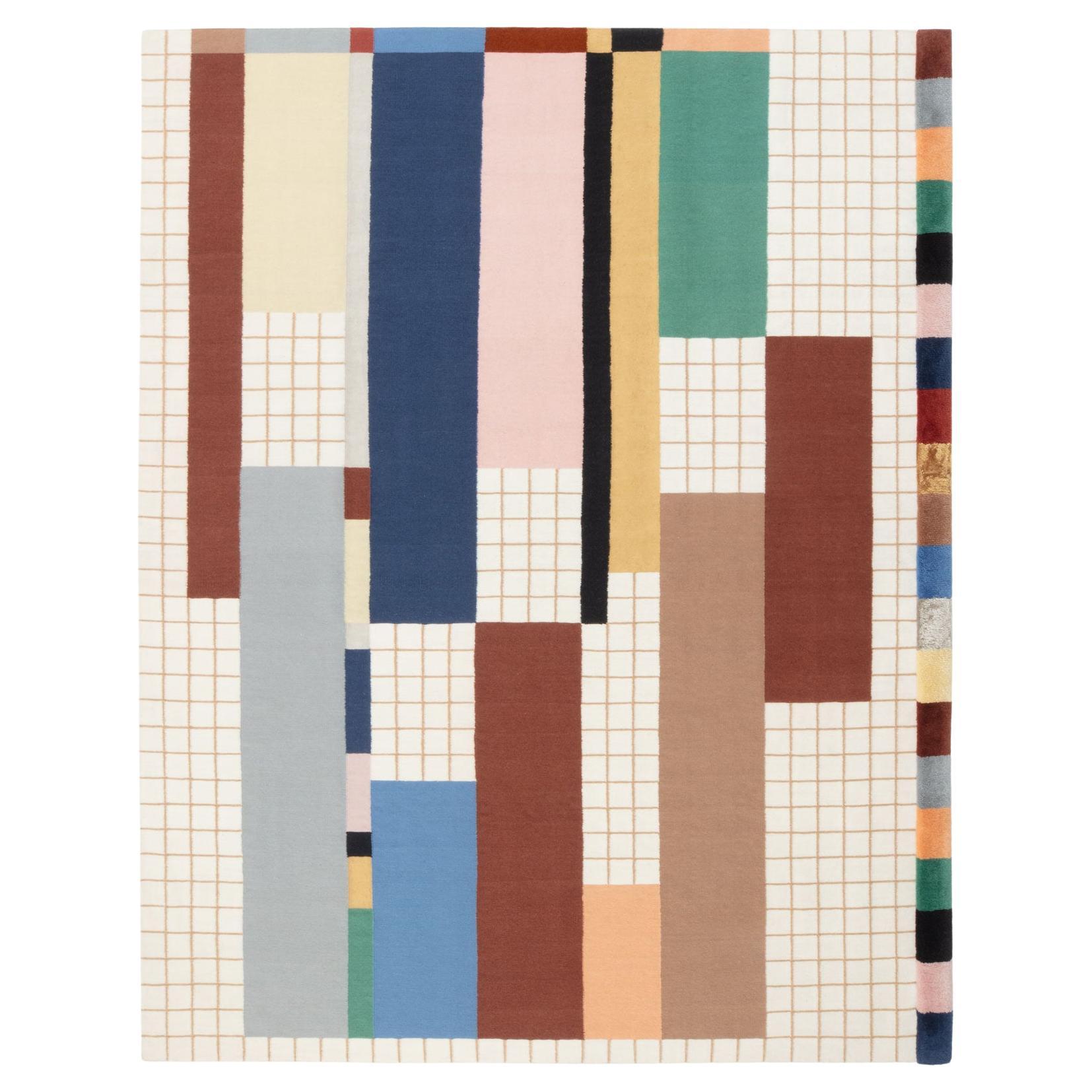 cc-tapis RAAG COLLECTION - RAAG RECTANGULAR GRID 1 handmade rug by  Doshi Levien For Sale