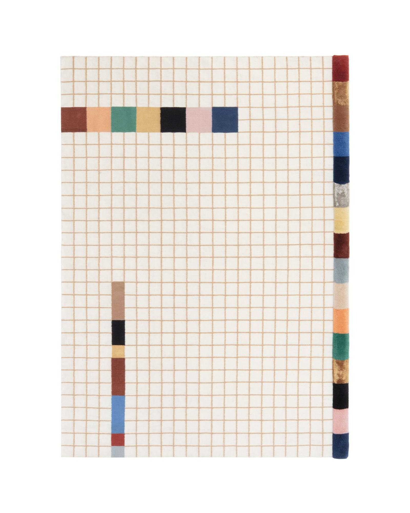 Hand-Woven cc-tapis Raag Collection - RAAG RECTANGULAR GRID 2 handmade rug by  Doshi Levien For Sale