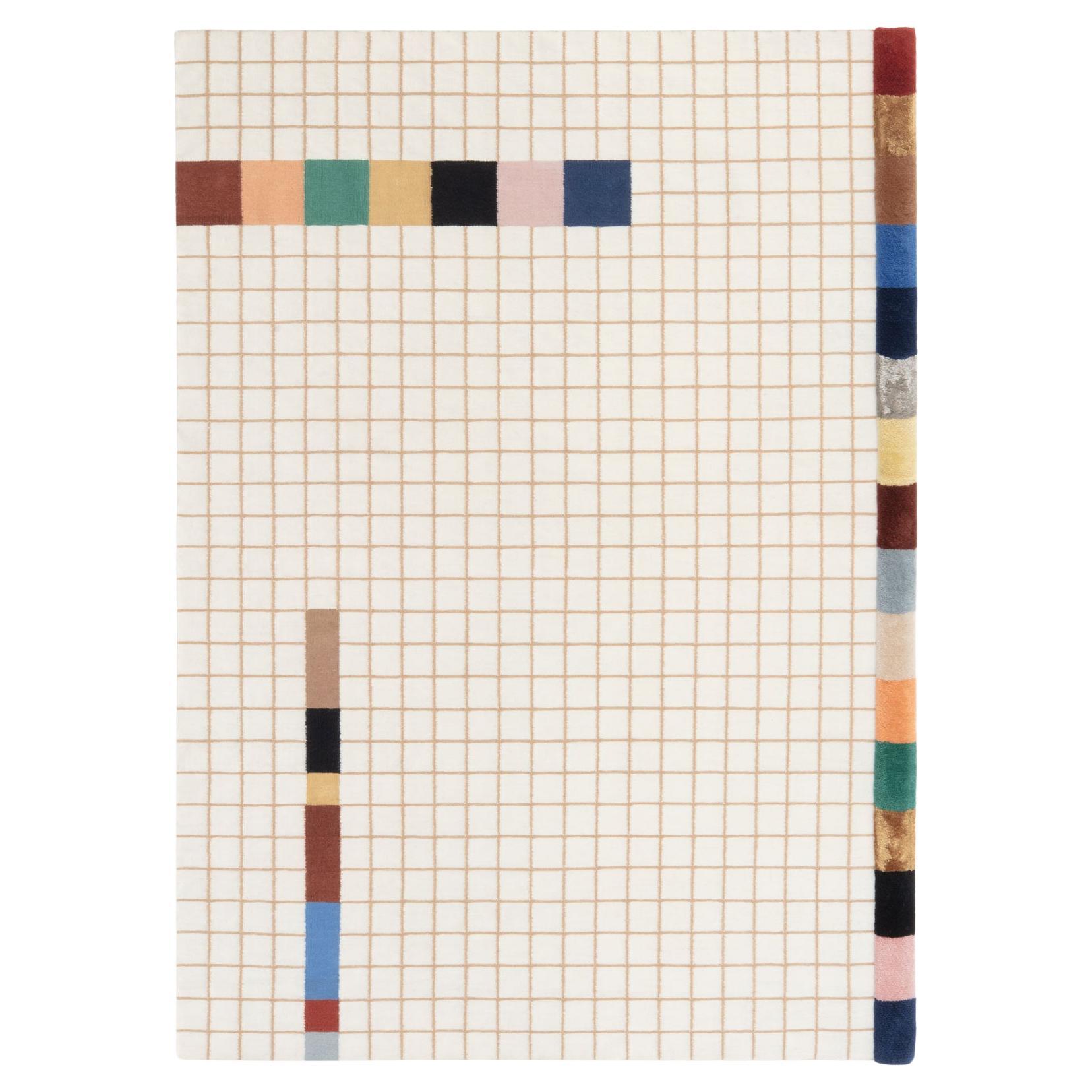 cc-tapis Raag Collection - RAAG RECTANGULAR GRID 2 handmade rug by  Doshi Levien For Sale