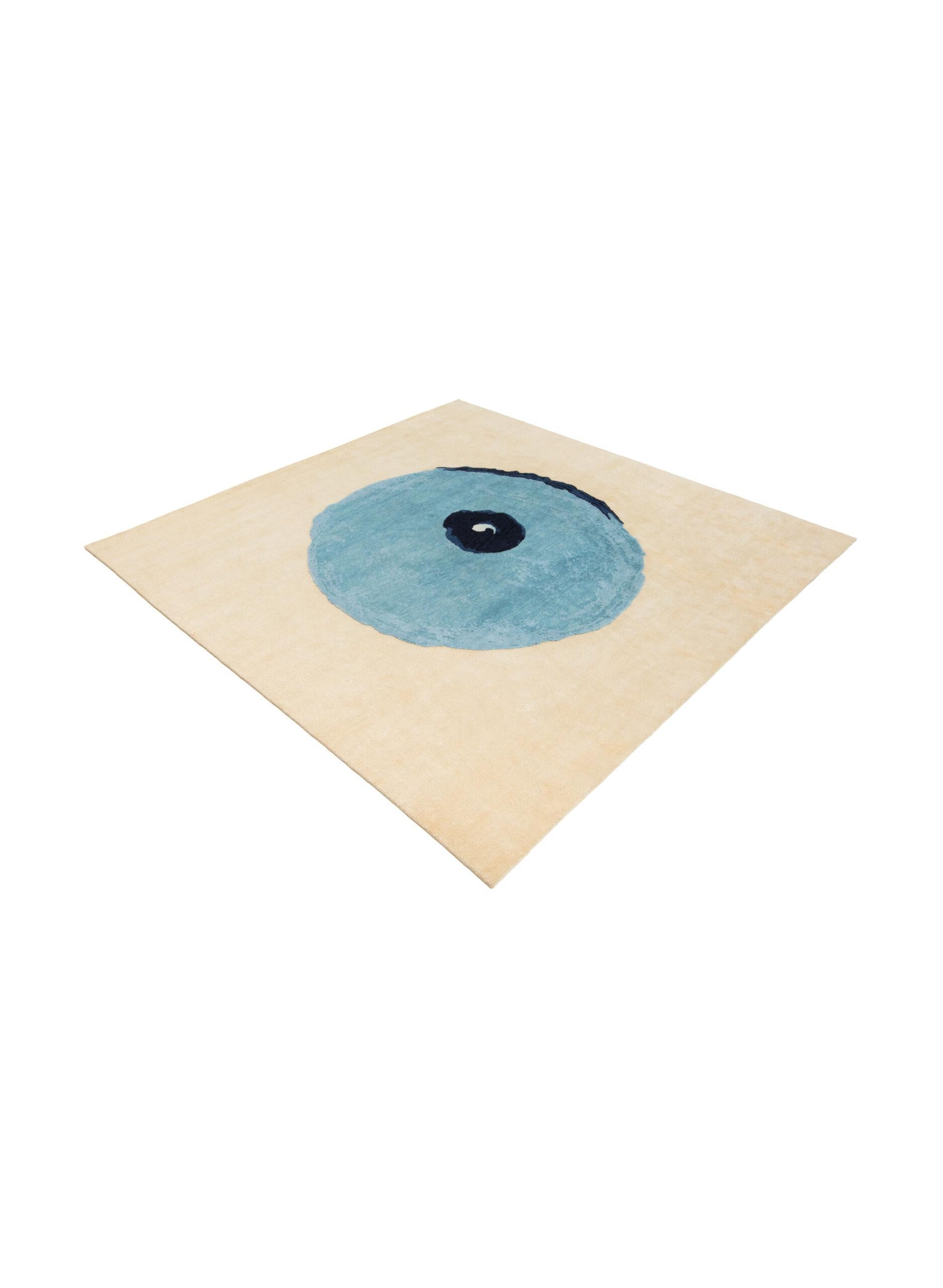 Linen cc-tapis RUDE COLLECTION - BLUE TIT handmade rug by Faye Toogood For Sale