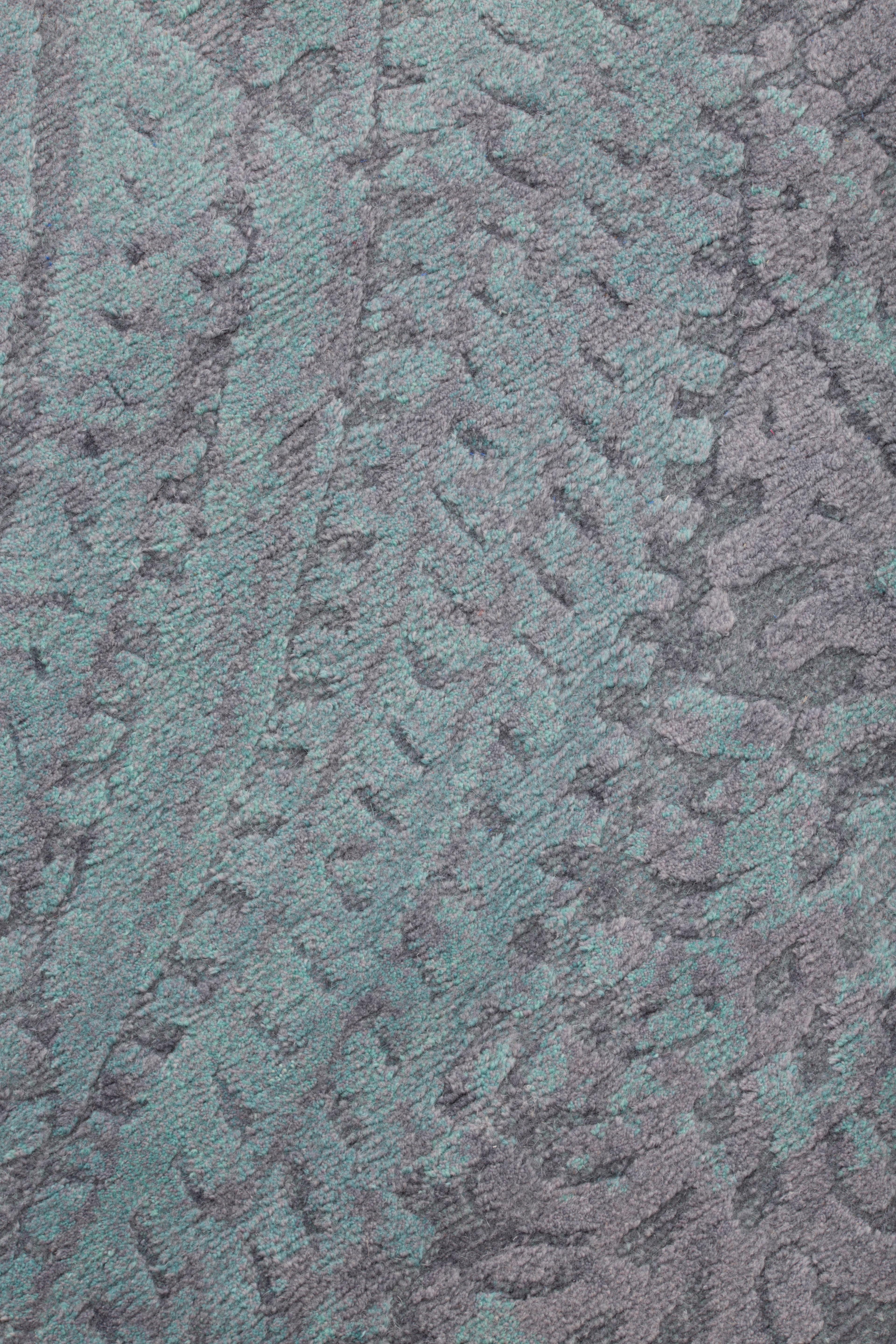Nepalese cc-tapis TCP Collection Car Park 4 Runner in Glitch Grey Blue by Odd Matter For Sale