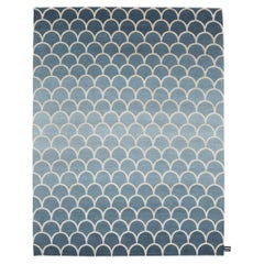 cc-tapis Teal Ecailles Degradé 2.0 Handmade Rug by cc-tapis Design Lab