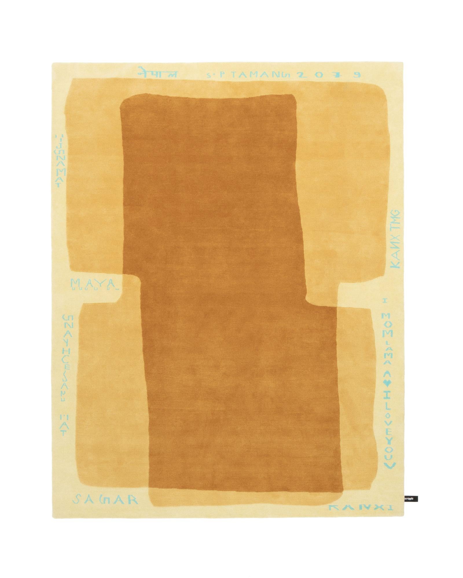 Hand-Knotted cc-tapis Telegram Collection Gramma B Ocher Rug by Formafantasma For Sale