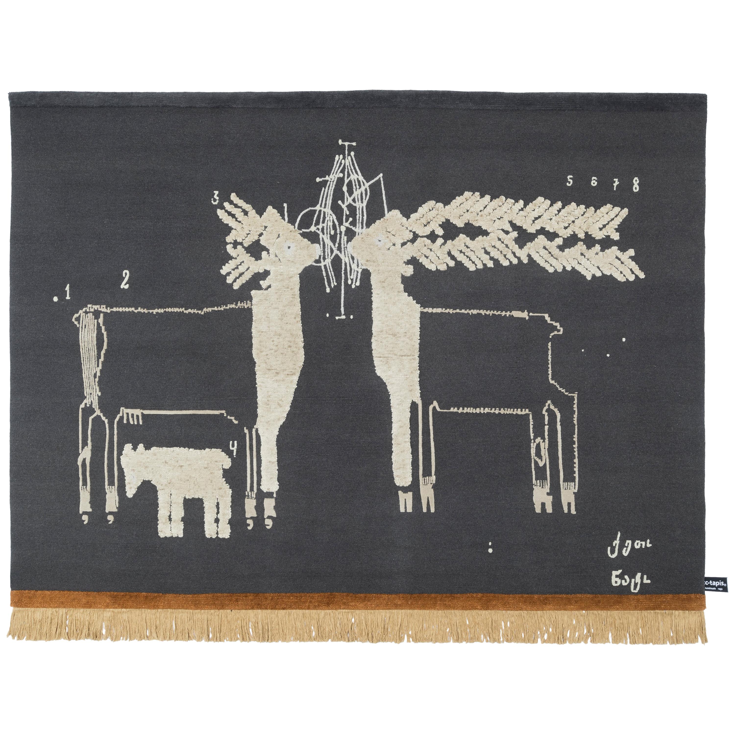 Tapis cc-tapis « Night of a Hunter Two Deers » (La nuit d'un chasseur) par Rooms Studio