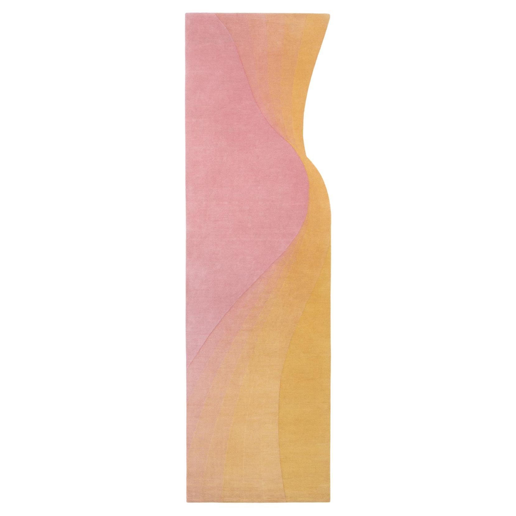 cc-tapis Tidal Collection  Wave Yellow Pink Rug by Germans Ermičs For Sale