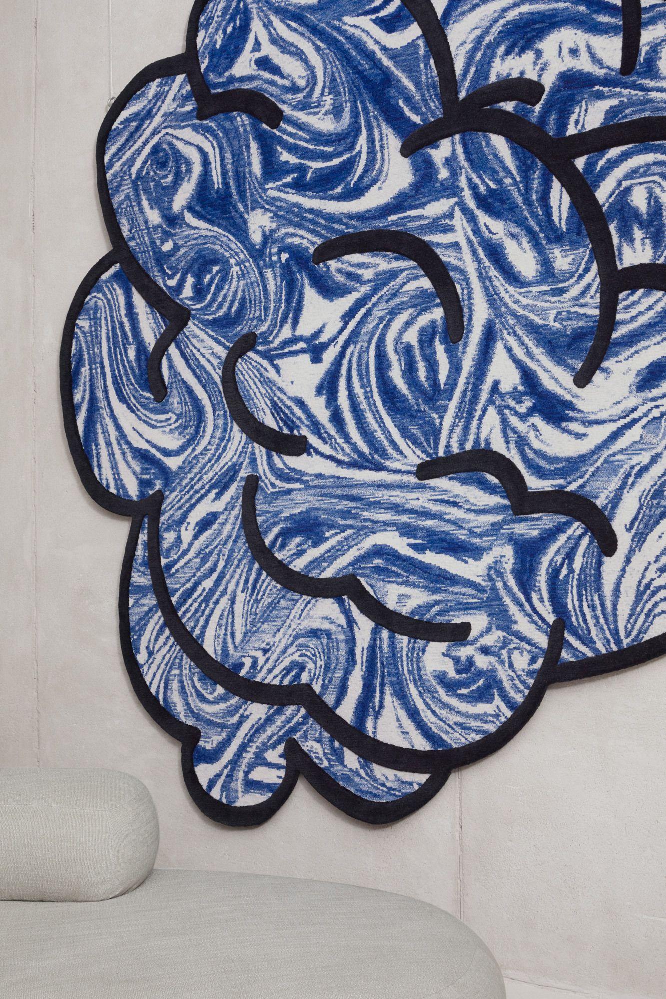 Hand-Knotted cc-tapis Venus Cirrus Rug in Blue by Patricia Urquiola For Sale