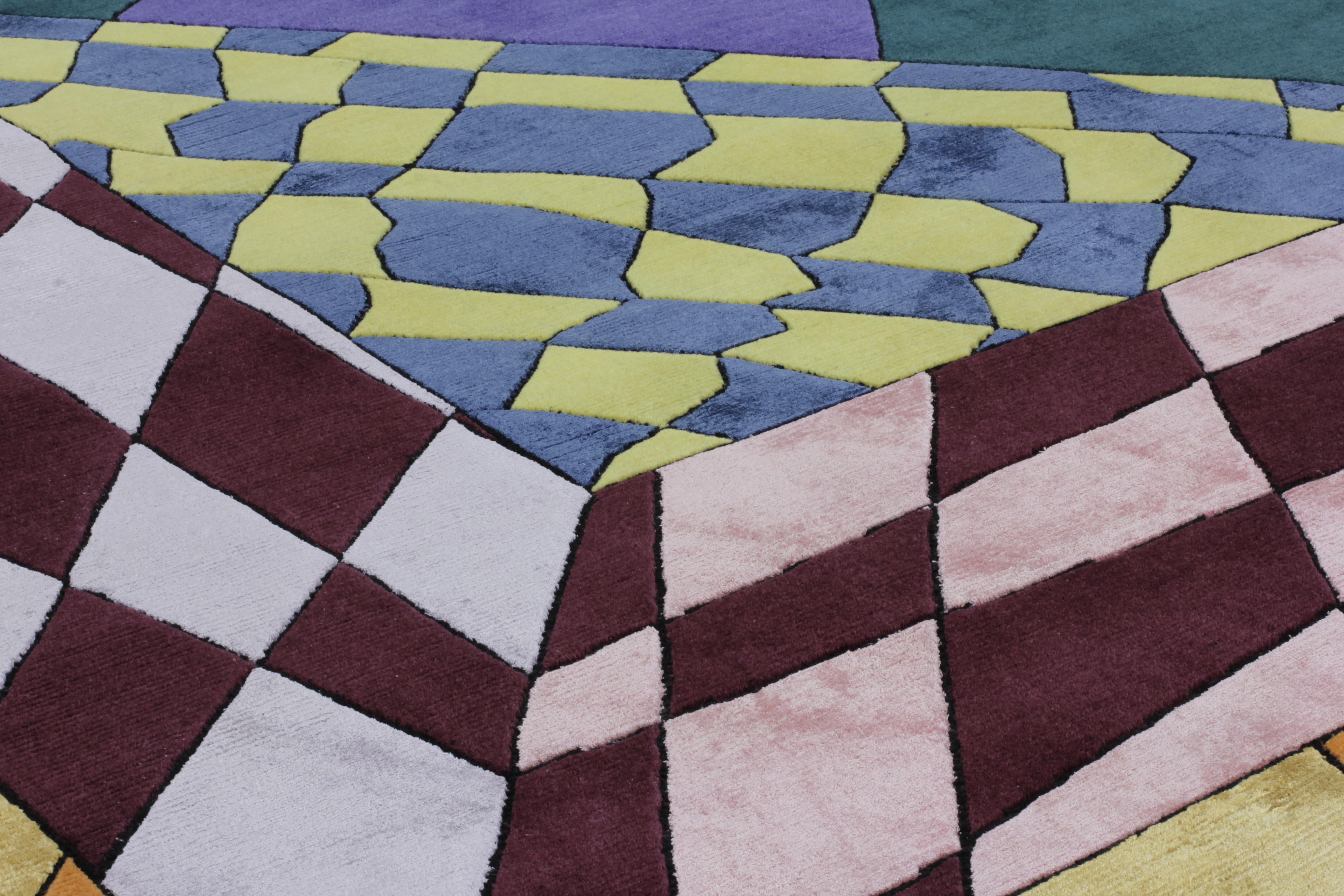Anudado a mano en el taller cc-tapis de Katmandú, Nepal. La alfombra está hecha con un tejido de algodón y lana del Himalaya, seda pura y lino, procedentes de las zonas que rodean el taller. 125.000 nudos individuales por metro cuadrado