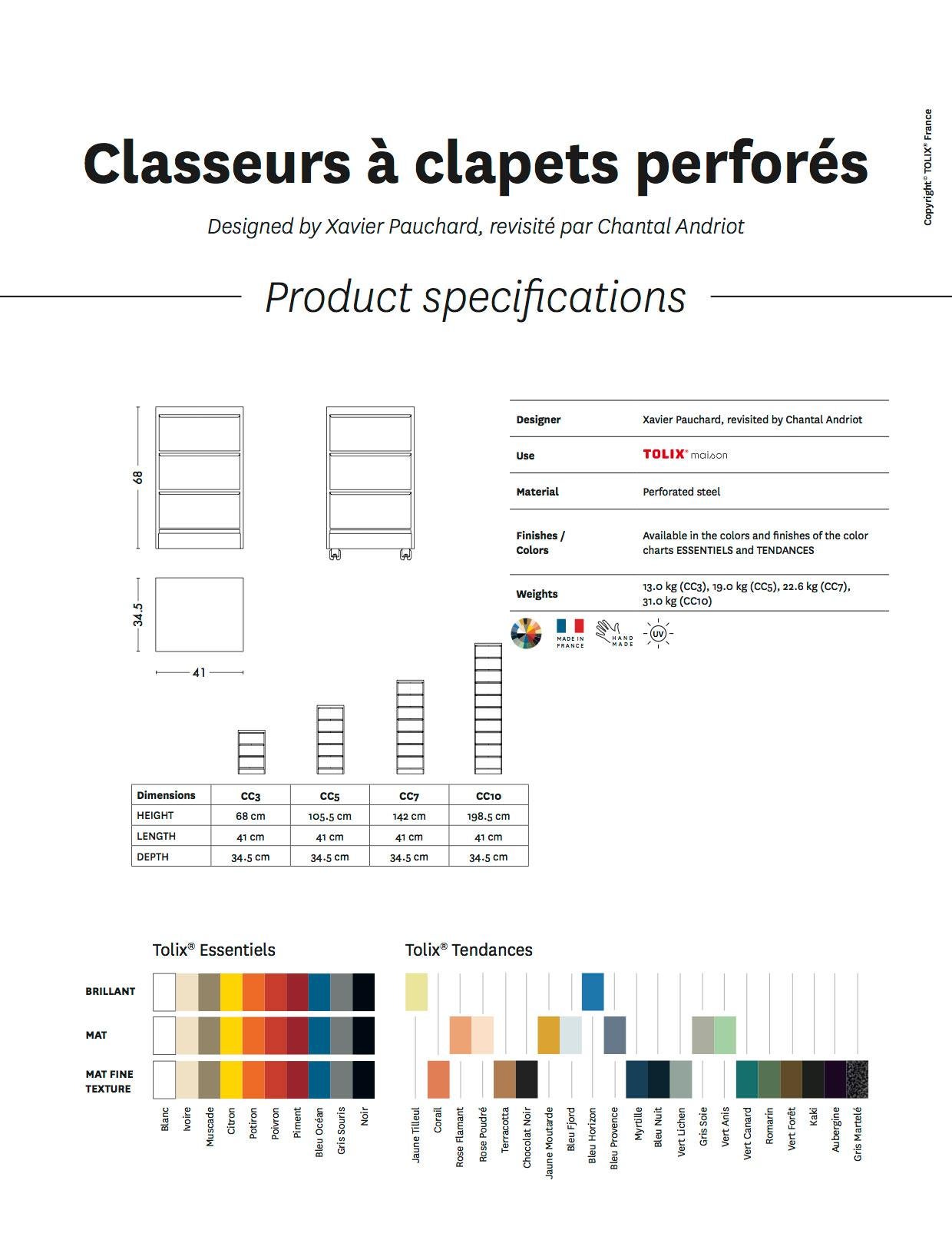 CC7 Perforated Cabinet in Essential Colors by Xavier Pauchard and Tolix In New Condition For Sale In Autun, FR