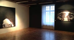 Atarax by Cécile Bisciglia - Large ballpoint pen drawing on canvas, dark tones