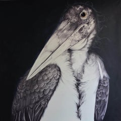 English Judge by Cécile Bisciglia - Large ballpoint pen drawing on canvas