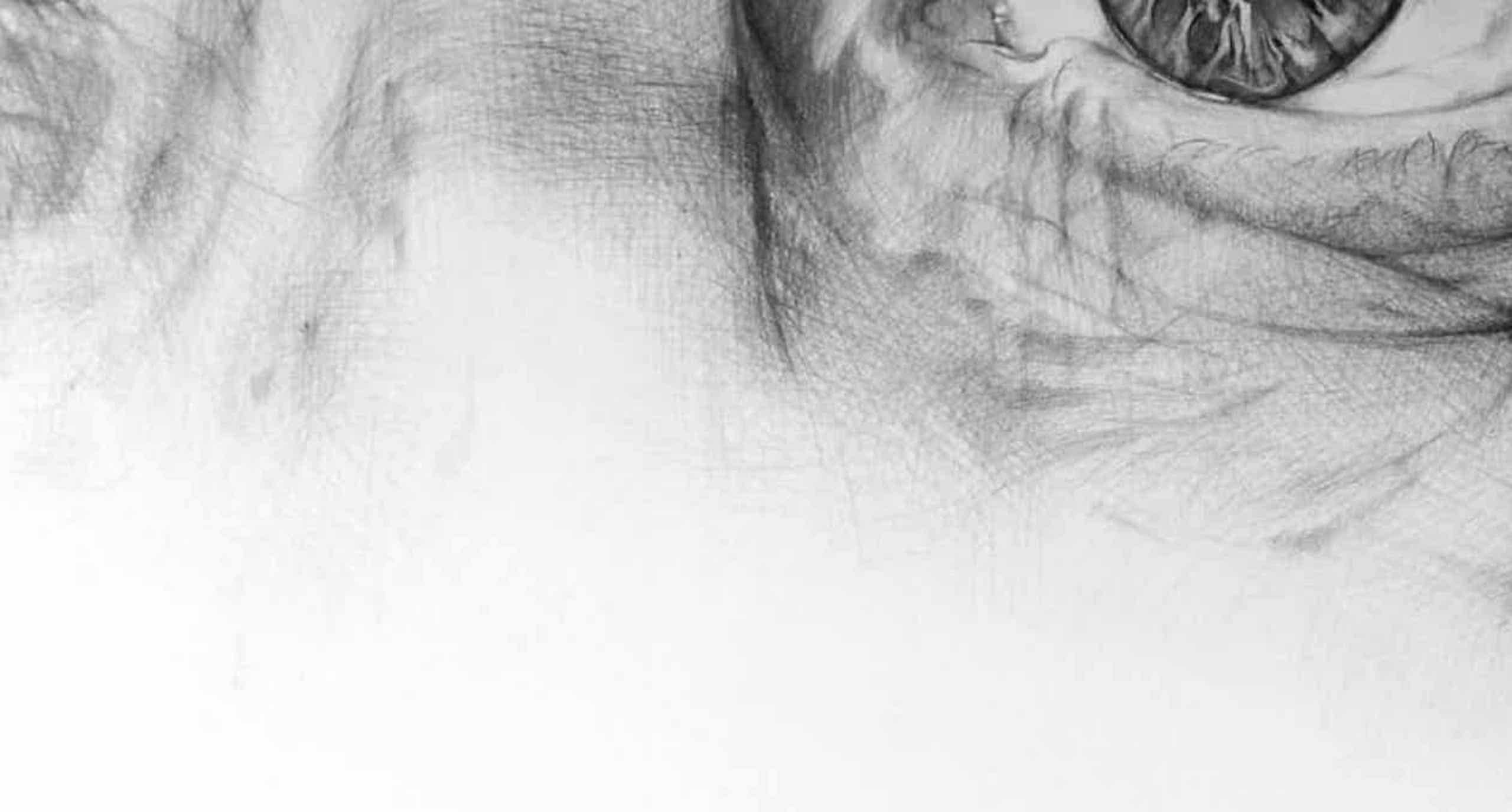Luigi Pietro par Cécile Bisciglia - Dessin au stylo à bille sur toile, yeux, gris en vente 4