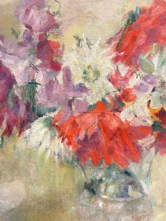 1930's French Post-Impressionist Oil Beautiful Still Life Natural Flowers