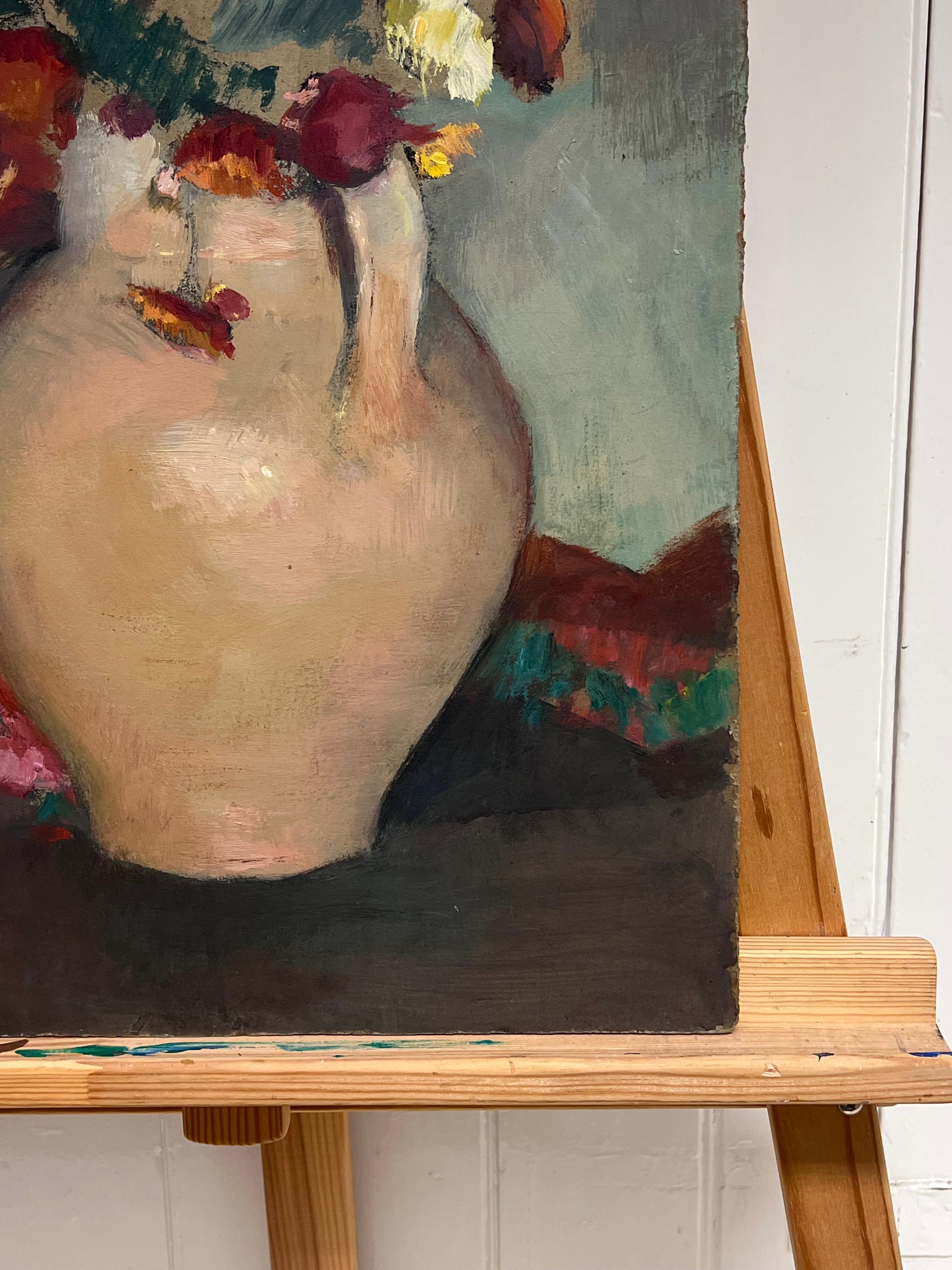 Nature morte de fleurs
par Cécile Hertz-Eyrolles (1875-1974)
estampillé avec la marque de l'atelier de l'artiste 
huile sur carton, non encadré
tableau : 18 x 15 pouces
Provenance : la succession de l'artiste, Paris, France
Condit : très bon