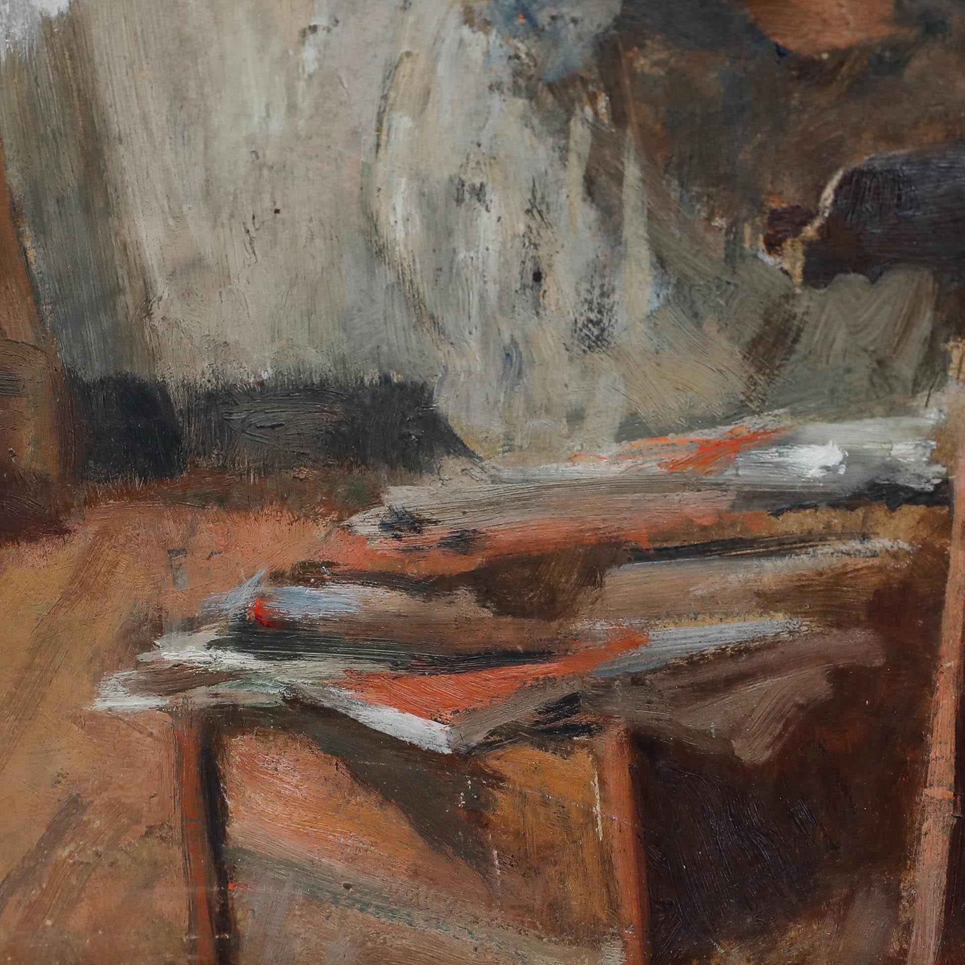 Cecile Hertz-Eyrolles (1875-1974) - Gerahmtes Ölgemälde, Selbstporträt an der Staffelei im Angebot 1