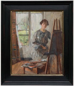 Cecile Hertz-Eyrolles (1875-1974) - Framed Oil, Self-portrait at the Easel