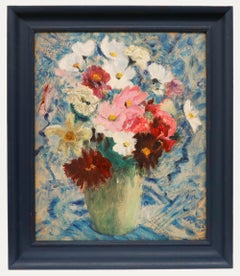 Cecile Hertz-Eyrolles (1875-1974) - Framed Oil, Still Life of Cosmos