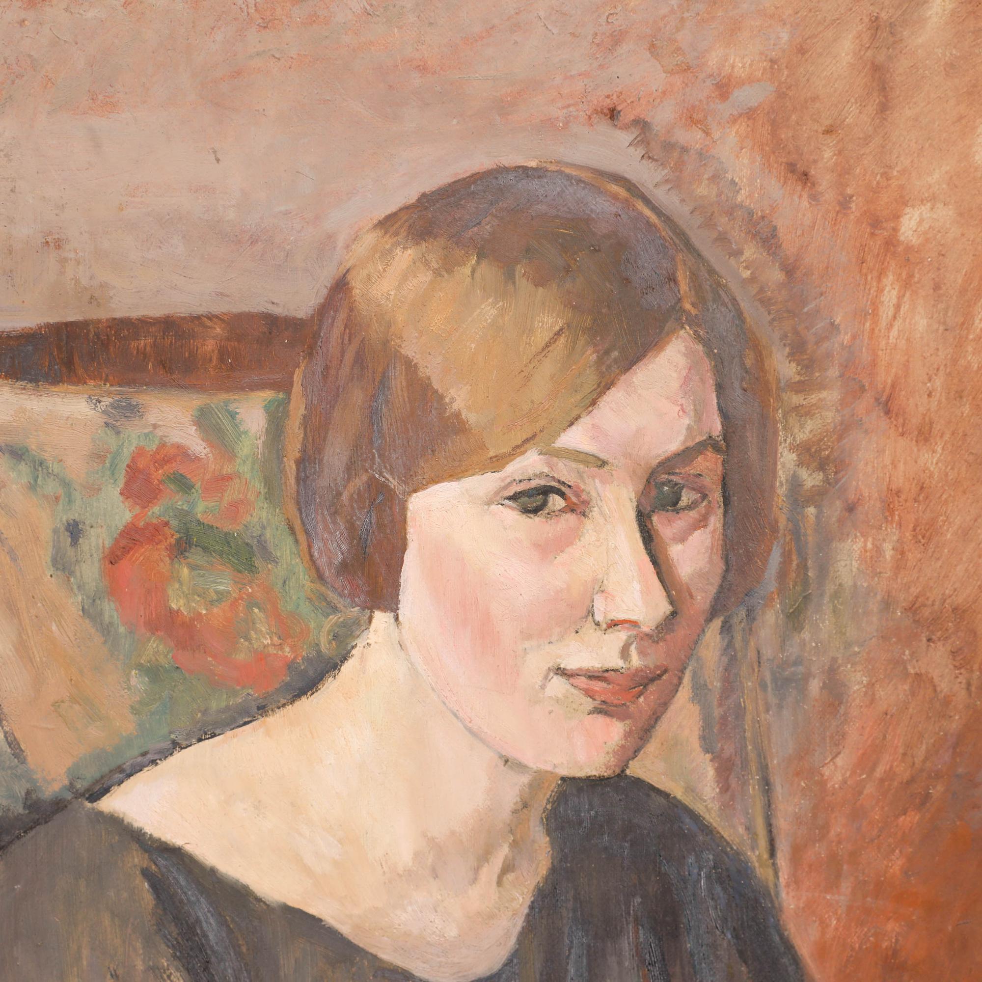 Un meraviglioso ritratto della metà del XX secolo dell'artista Cecil Hertz-Eyrolles (1875-1974). L'artista ha utilizzato una tavolozza morbida di rosa e lilla insieme a pennellate impressioniste e sicure per rappresentare con sensibilità il soggetto