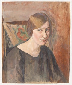 Cecil Hertz-Eyrolles (1875-1974) - Olio della metà del XX secolo, Un sorriso timido