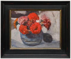 Cecile Hertz-Eyrolles (1875-1974) - Mid 20th Century Oil, Red Dahlias