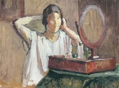 Peinture à l'huile moderniste française du début du 20e siècle, Lady at Her Dressing Table