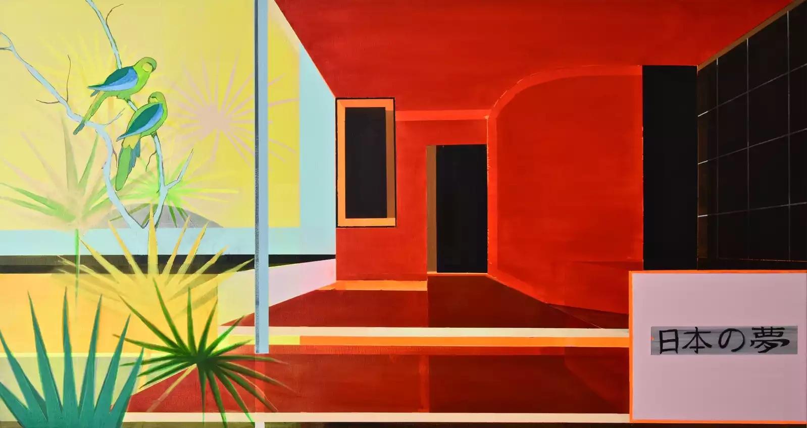 Abstract Painting di CÉCILE VAN HANJA - Uccelli giapponesi