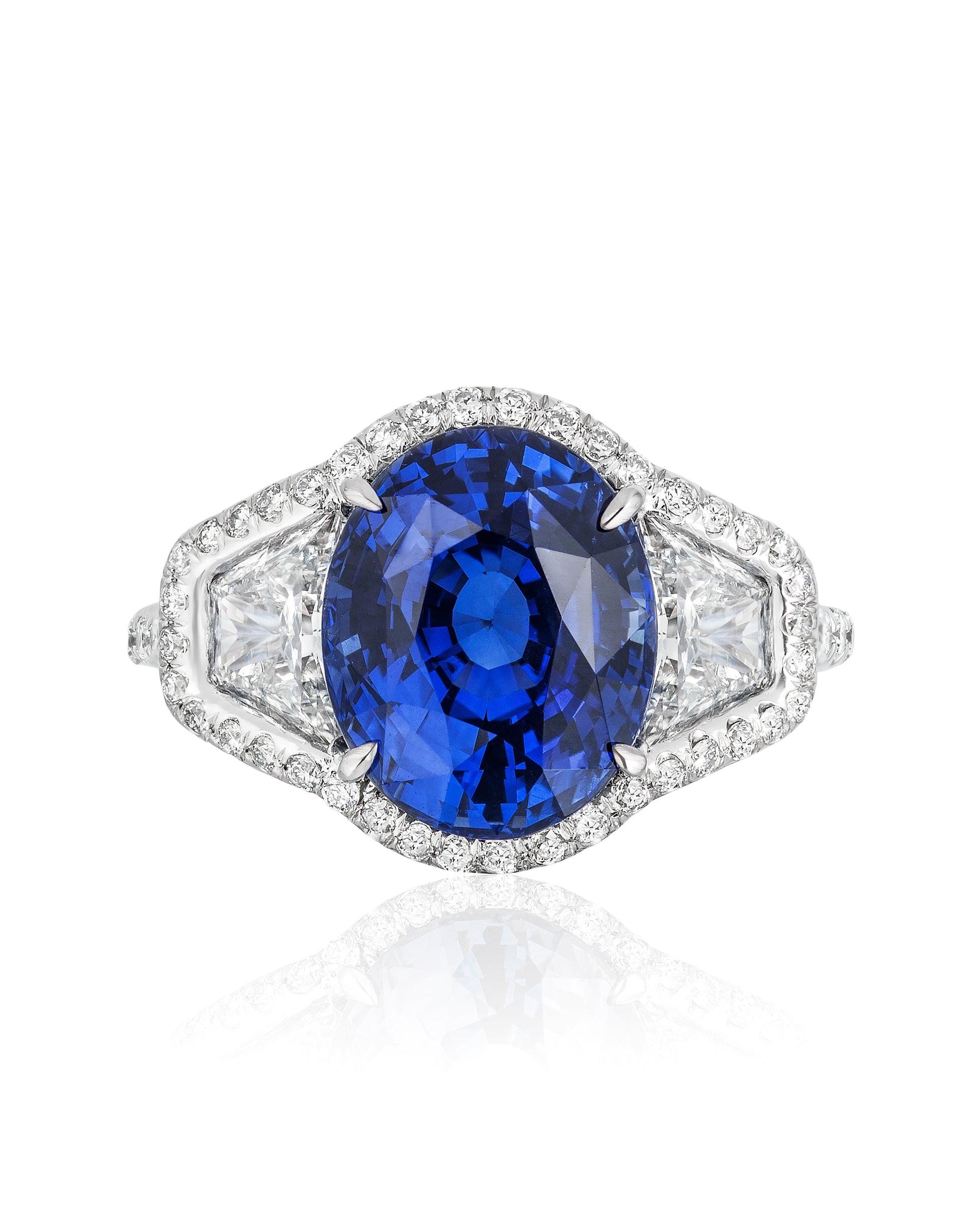 CD Certified 6.22 Carat Blue Sapphire Oval Ring In New Condition For Sale In Boca Raton, FL