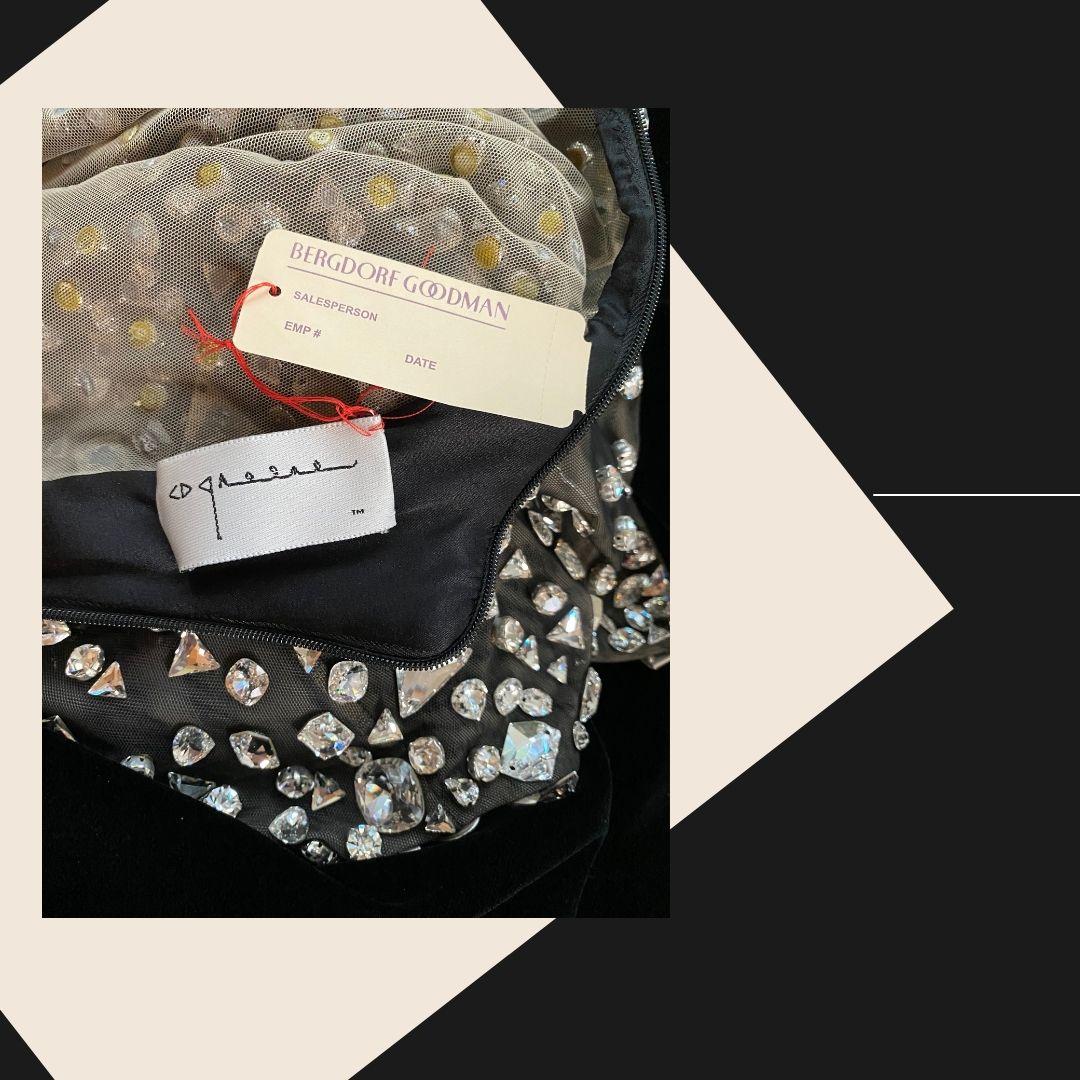 CD Greene - Robe de soirée en velours noir et cristaux Swarovski Crystal Fire, taille 2, automne-hiver 2013 Pour femmes en vente